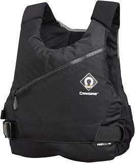Crewsaver Pro 50N Side Zip Kayak Dinghy PFD Buoyancy Aid for Watersports Black Grey - Unisex - Lightweight. Breathable -