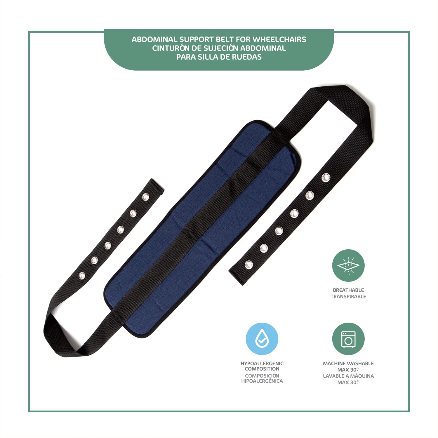 Cinturón de Sujeción Abdominal con Cierre Magnético para Silla de Ruedas, Silla Geriátrica o Sillón | Extralargo: 300 cm | Acolchado | Arnés para Silla de Ruedas Ancianos | Talla Única