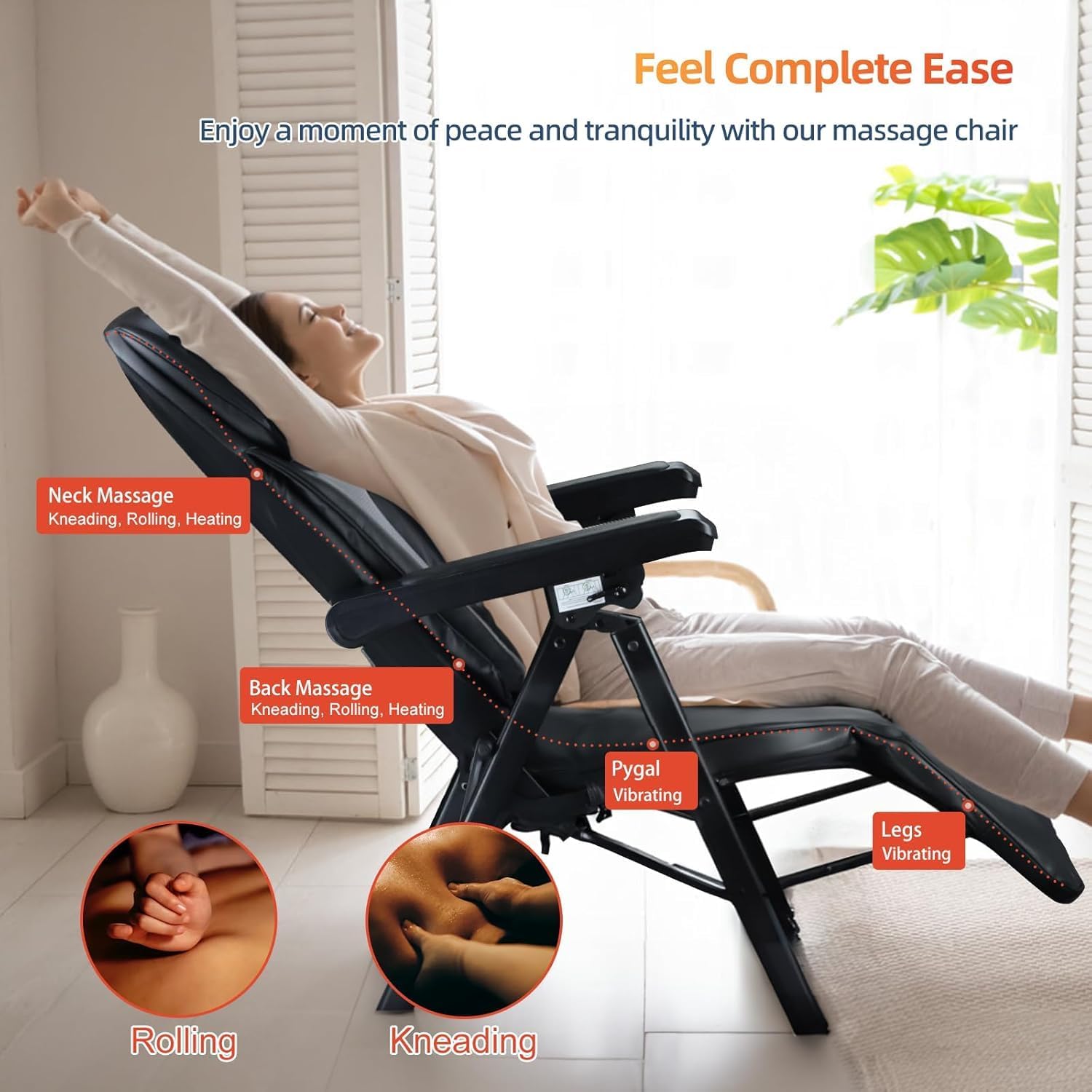 Folding Shiatsu Massage Chair, Recliner Chair with Adjustable Backrest and Back Heating, Portable Living Room Chair, Accent Full Back Electric Full Back Massage Best Gift for Home Office - Black Folding Shiatsu Massage Chair, Recliner Chair with Adjustable Backrest and Back Heating, Portable Living Room Chair, Accent Full Back Electric Full Back Massage Best Gift for Home Office - Black