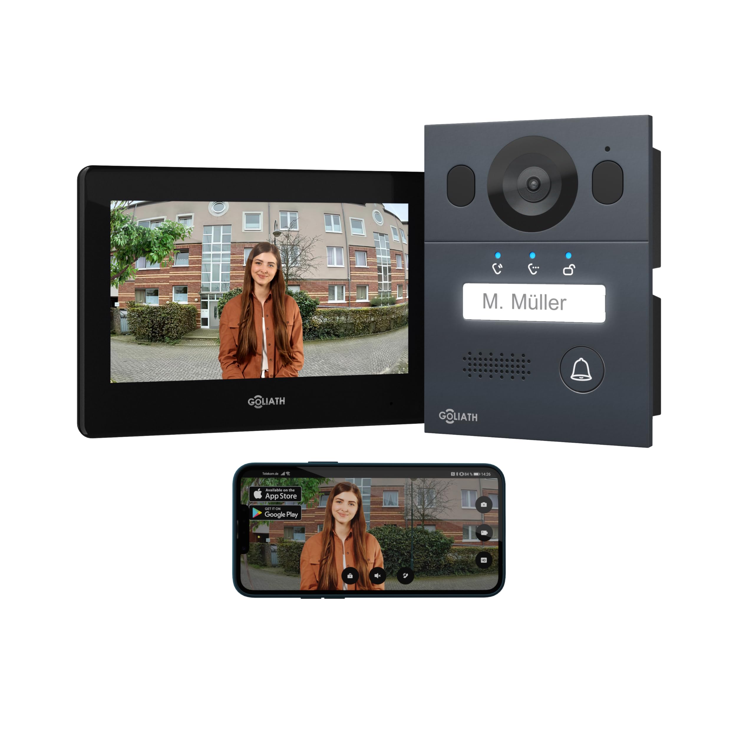video intercom goliath® 2 wire 7 pollici con telecamera