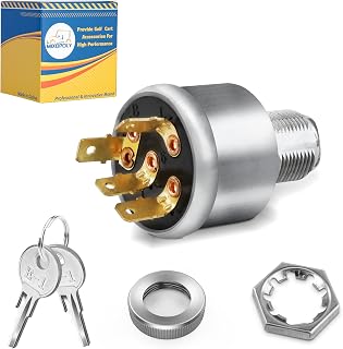 Mixopoly EZGO Golf Cart Ignition Key Switch, 3-Way 4-Terminal, Fits Gas/Electric 1981-Up w/Lights, Replaces OEM 33639-G01