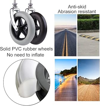 Wheel Replacement Parts,Rueda Delantera Para Silla De Ruedas 2 Cada,Wheelchair Front Wheel,Carga Máxima 120 Kg, Reemplazo Para Silla De Ruedas Accesorio/Gray/15Cm (6 Inch)