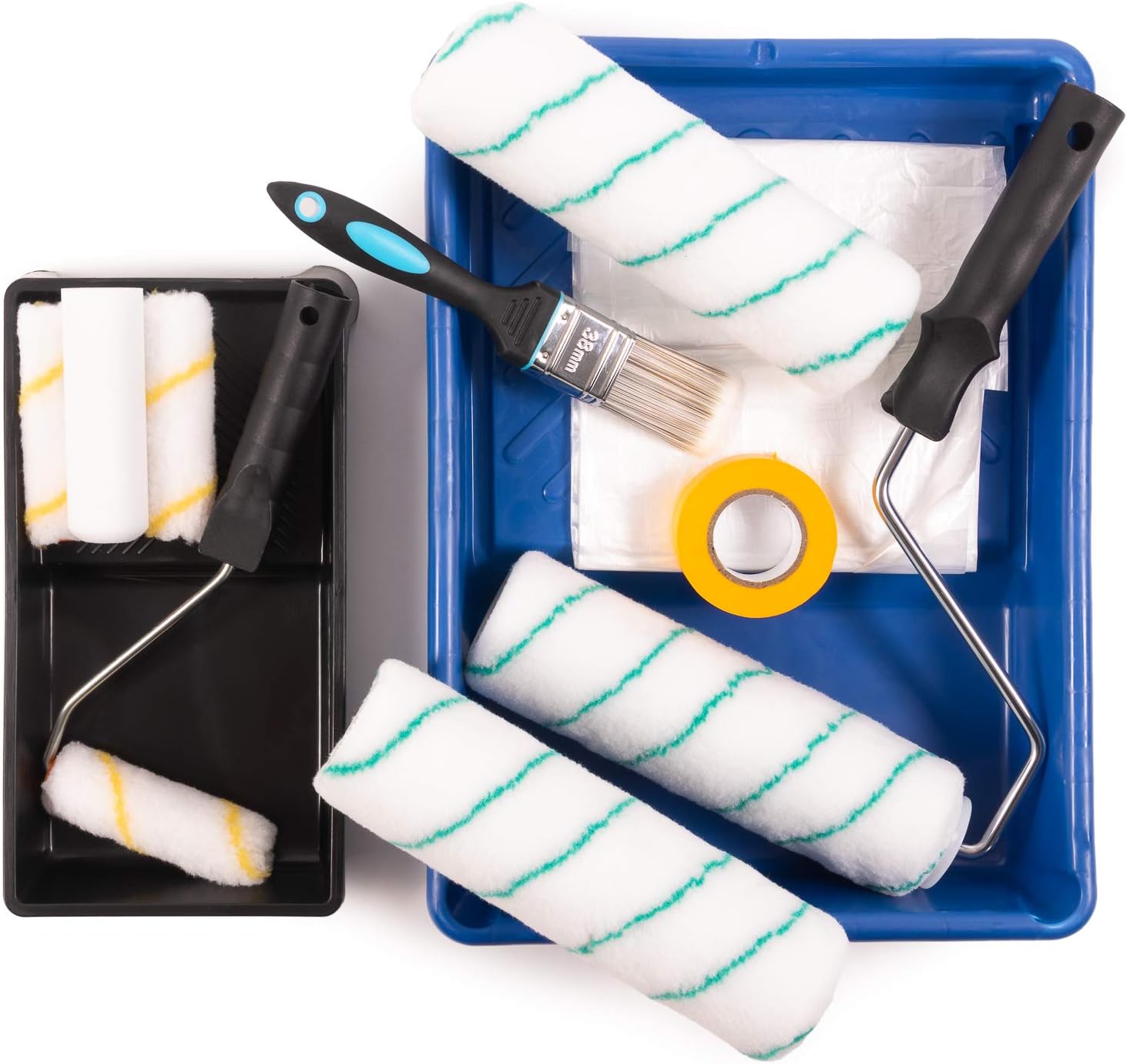 Hynec Ultimate Paint Roller Kit, Paint Kit For House Painting, Wall Painting Supplies - Includes Paint Roller, Paint Brush And Tray Set, Mini Paint Roller And Paint Brush For Walls - - 