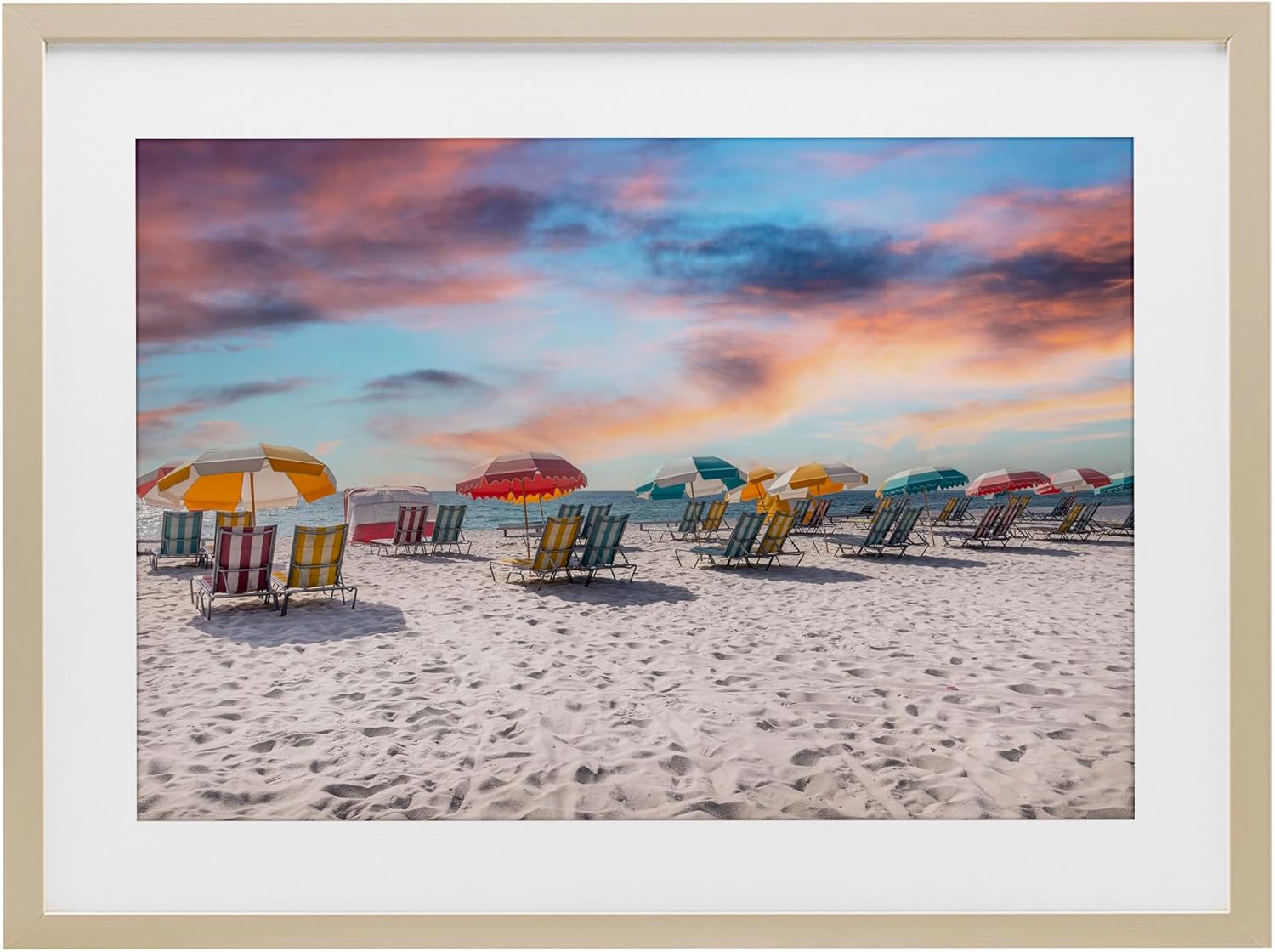 Stupell Industries South Beach Miami Chairs Birch Framed Print Under Glass design by Richard Silver, 14 x 20