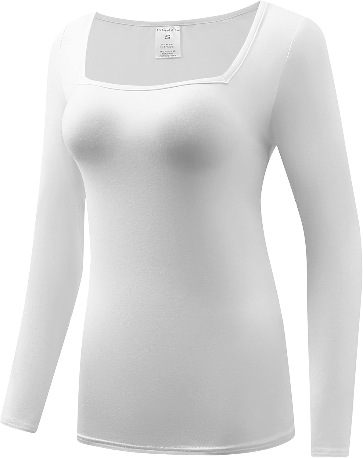 OThread & Co. Women's Long Sleeve T-Shirt Comfy Square Neck Shirts Basic Stretch Layer - Image 2