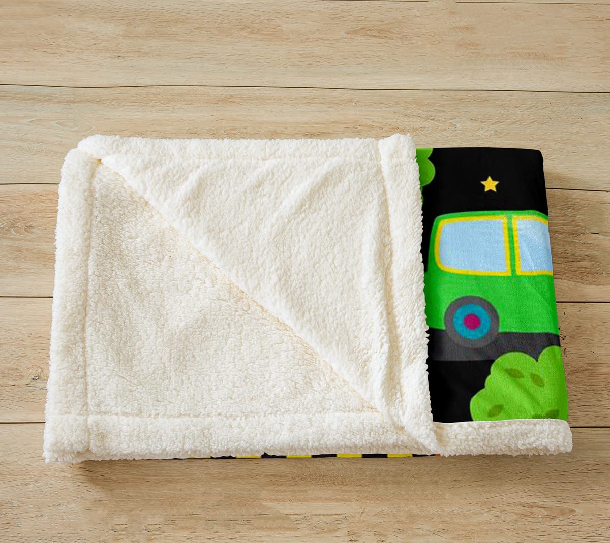 Coperta In Microfibra Sherpa Per Bambini - Tema Cantieri E Veicoli - Morbida E Leggera, 76x102 Cm, Colore Foglia Di Tè, Regalo Per Letto E Divano