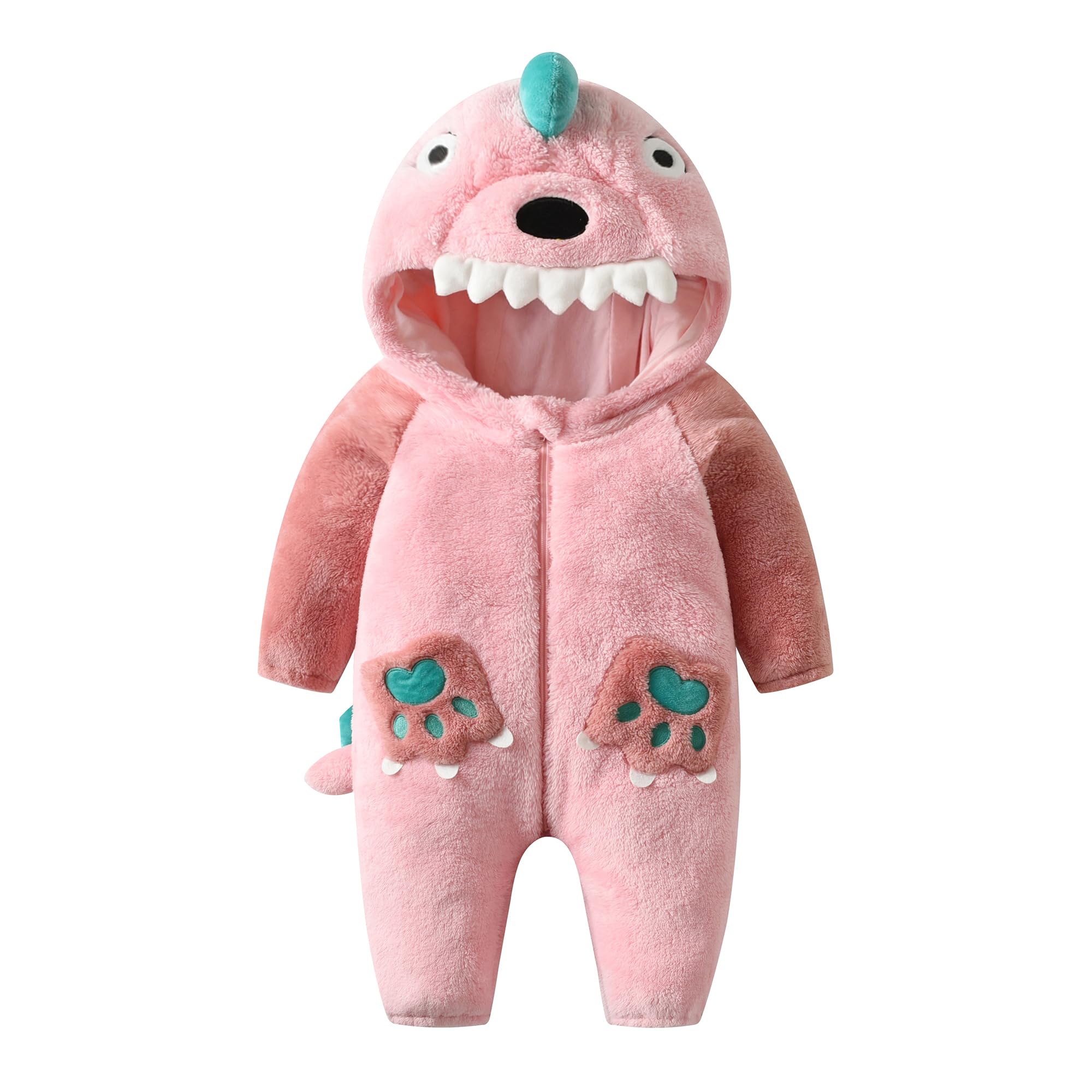 LOLANTA Costume Unisexe de Bébé Arc-en-ciel Licorne Dinosaure Dragon, Combinaison One Pièce en Peluche pour Enfant Chandail à Capuchon en Forme d'animal