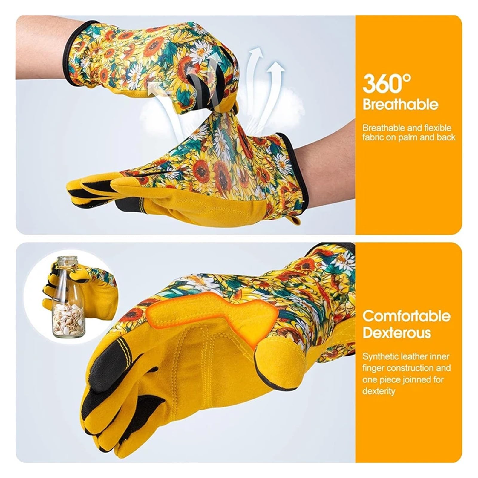 Gants de jardinage longueur coude taille rosiers travail jardin écran tactile toile(Medium)