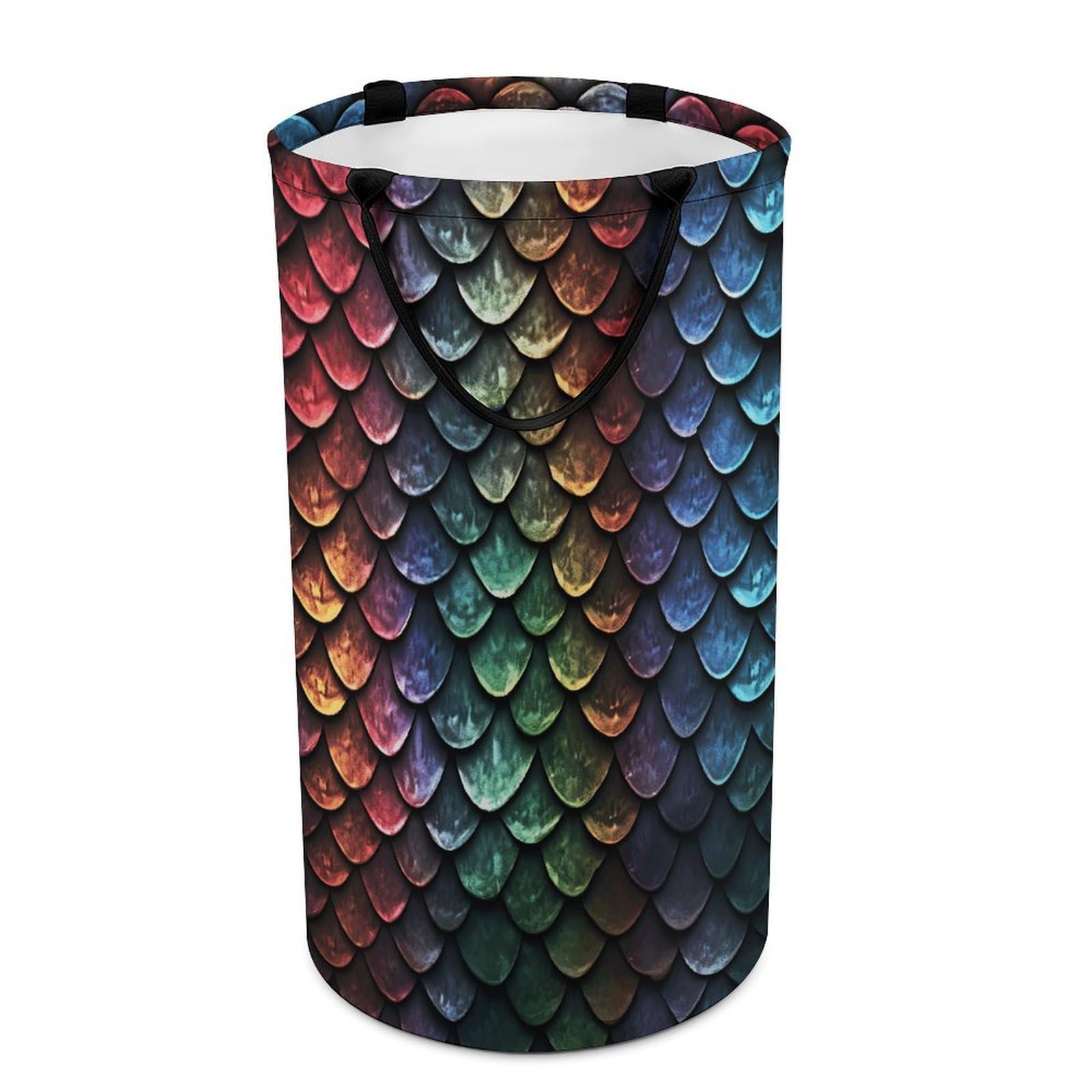 Dragon Scale Laundry Basket Large Foldable Laundry Hamper with Handles Freestanding Collapsible Clothes Basket Waterproof Portable Dirty Clothes Hamper for Bathroom 86L