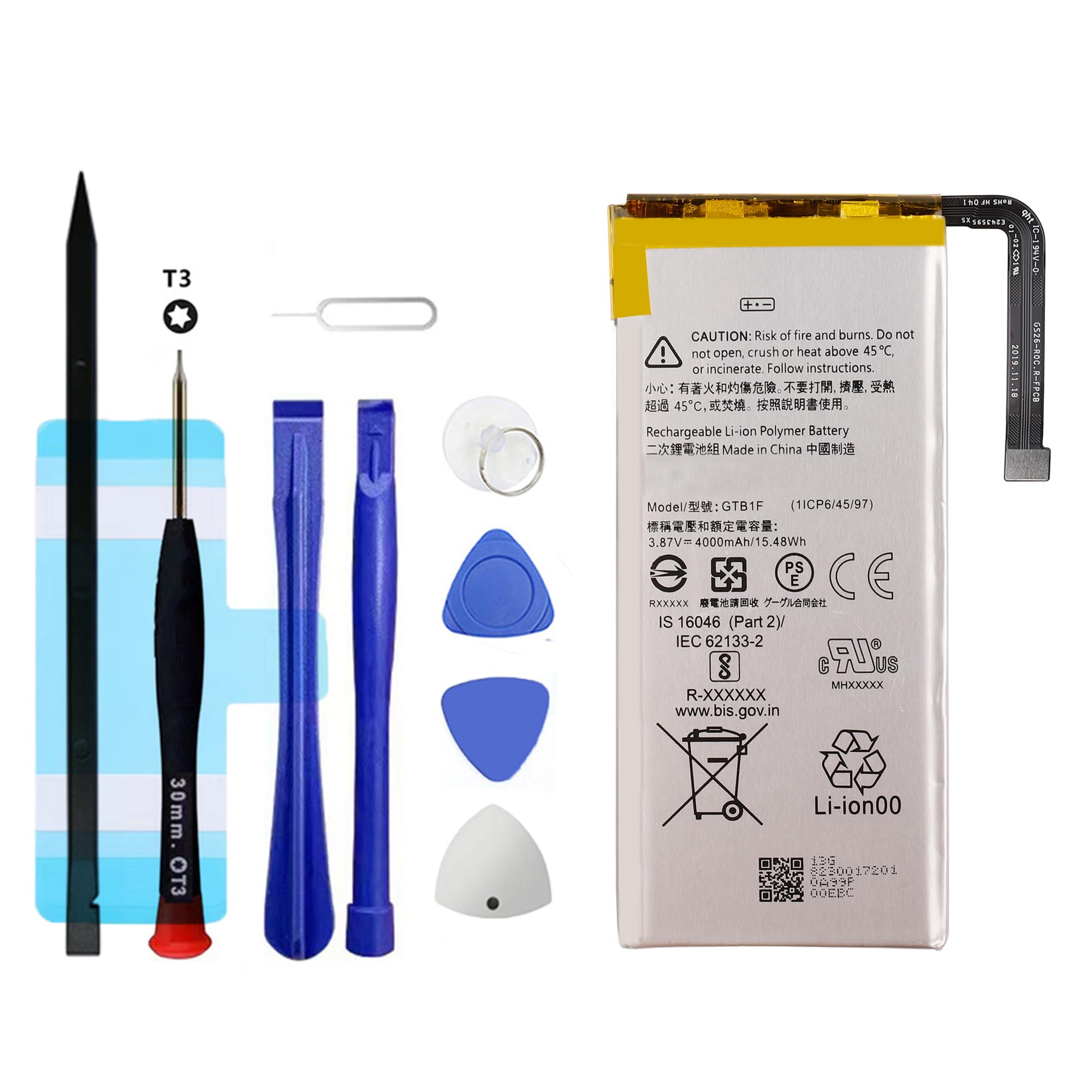 Vvuilsty GTB1F Replacement Battery for Pixel 5,Rechargeable 0 Cycle Battery Compatible with Google Pixel 5 GTT9Q GD1YQ G5NZ6 with Repair Tool Kits