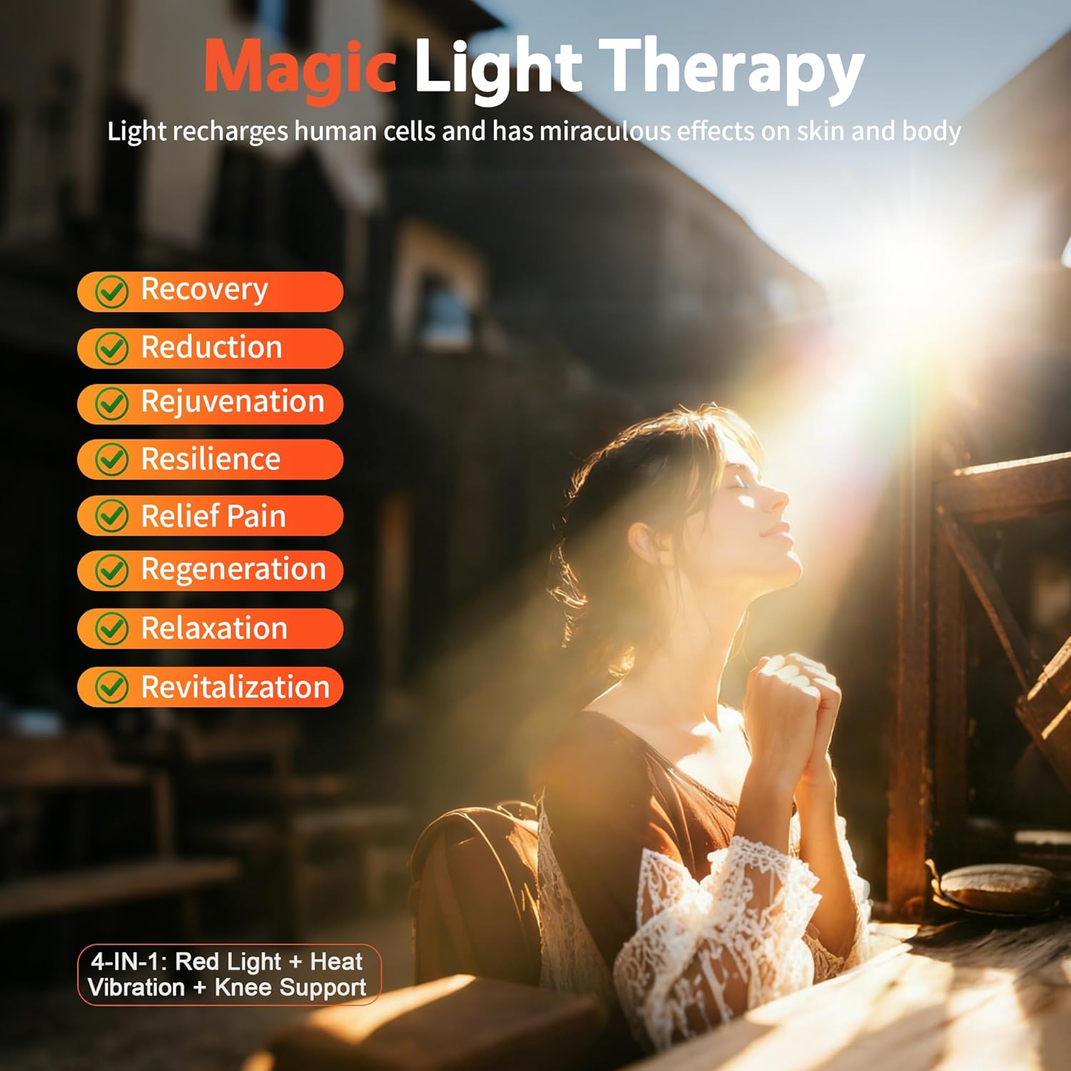 Knee Massager with Heat and Red Light Therapy for Pain Relief: Cordless Heated Knee Brace V6.0[2025 Upgraded] - Infrared, Heat and Vibration Massage