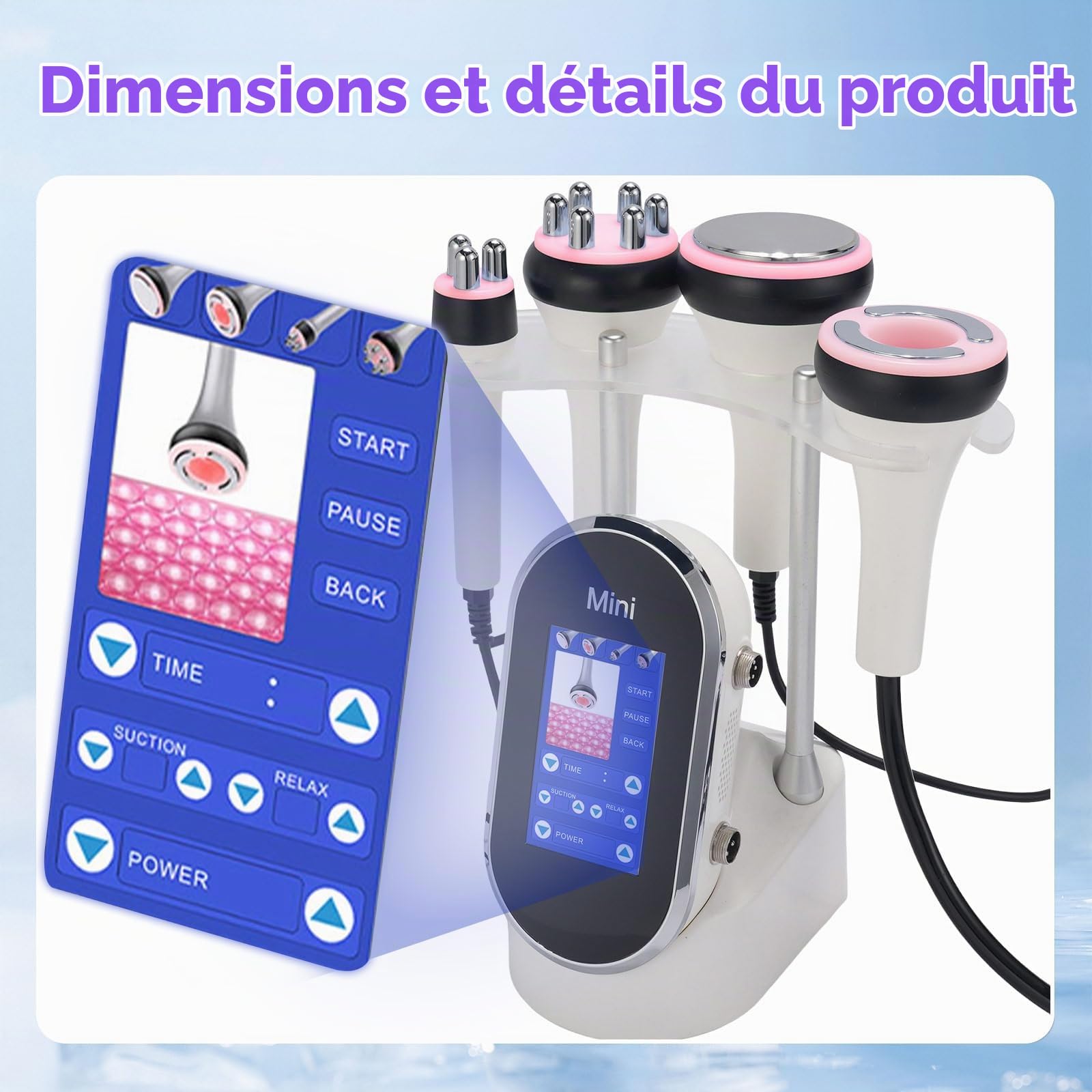 40K Appareil Minceur Appareil Anti Cellulite, 4 en 1 Soin du visage, Corps Entier Masseur Amincissants, Soin Corporel Multifonction, Modelage, Raffermissement pour Visage, abdomen, Taille, Jambes