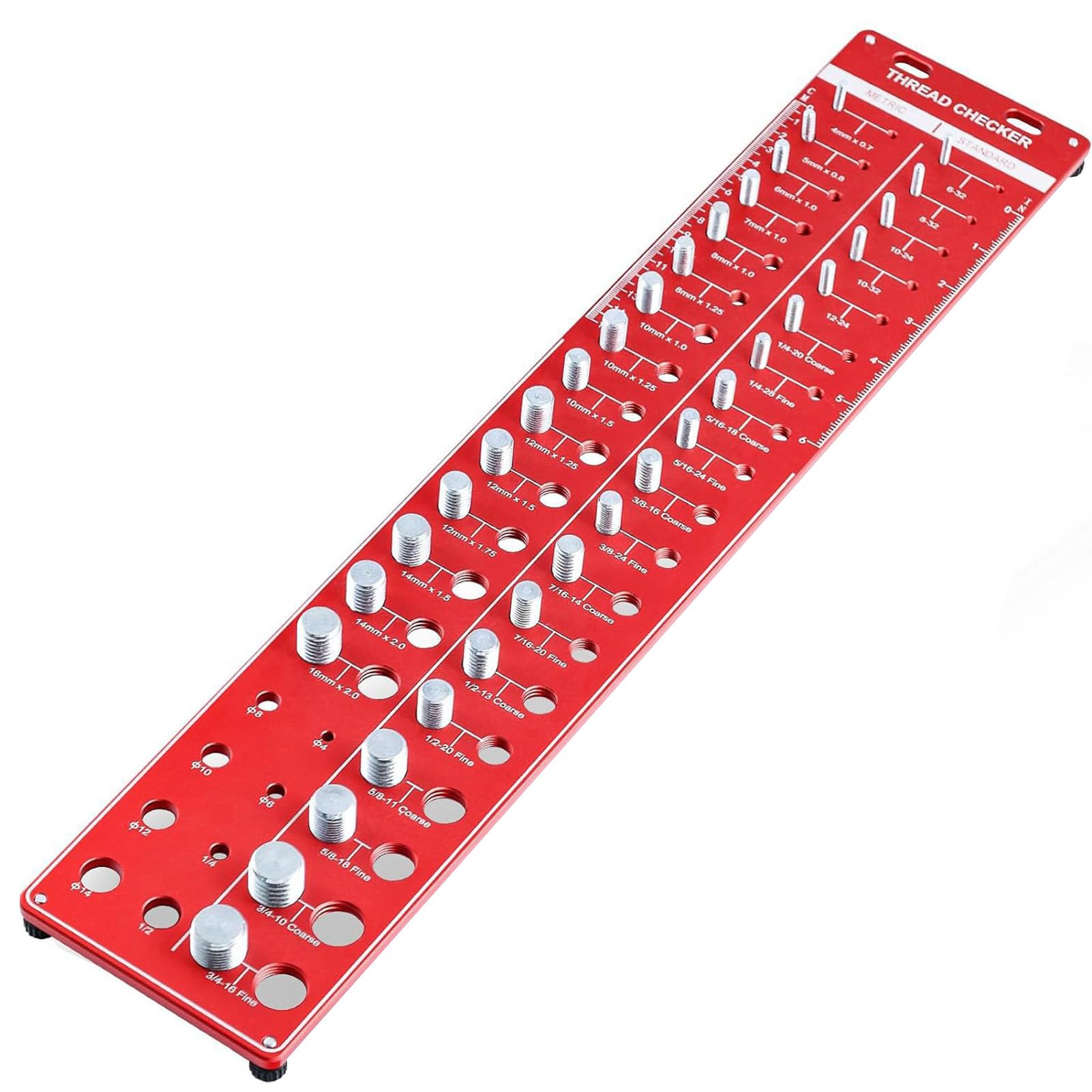 Gewindeprüfer mit 42 Mutternschraubengrößen, Aluminiumlegierung und Stahl