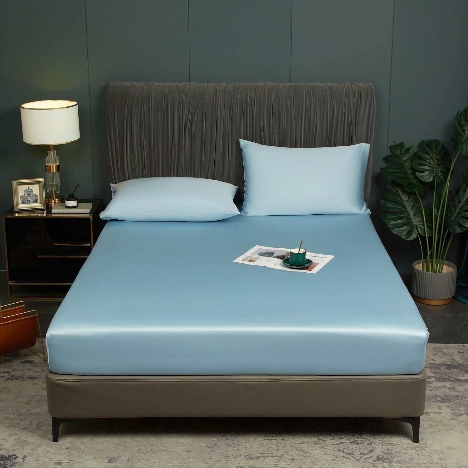 Sábana Ajustable De Seda Bambú, 140x200 Cm, Bolsillo Profundo hasta 30, Ropa Cama Suave Y Refrescante, Solo Sábanas Ajustables(G,100x200x30)