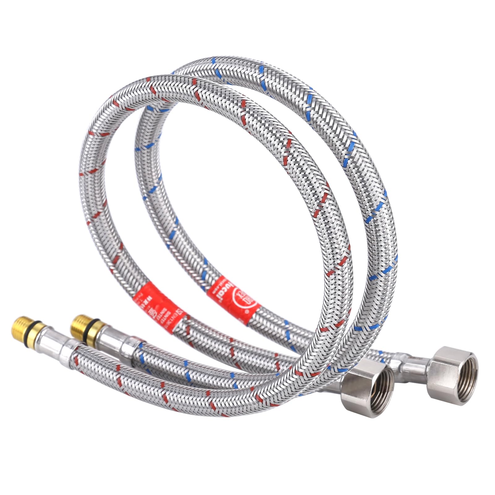 iVIGA 2 pezzi di tubo di collegamento rubinetto estensione di collegamento rubinetto G3/8 x M10 x 50 cm DN8 tubo di collegamento per miscelatore da cucina