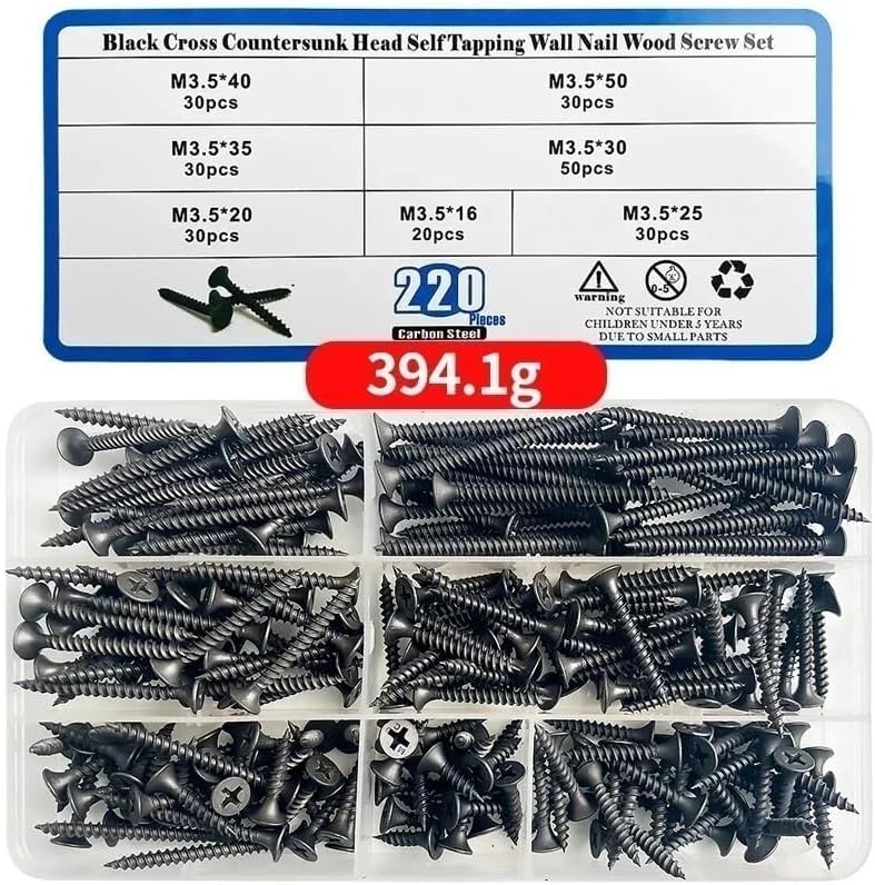 Versatile Boxed Screws Carbon Steel Screw Assortment Metal Project Fasteners Comes In An Easy-to-access Storage Container Ideal For DIY And Construction Furniture Assembly And Home Improvement(5 BOXES