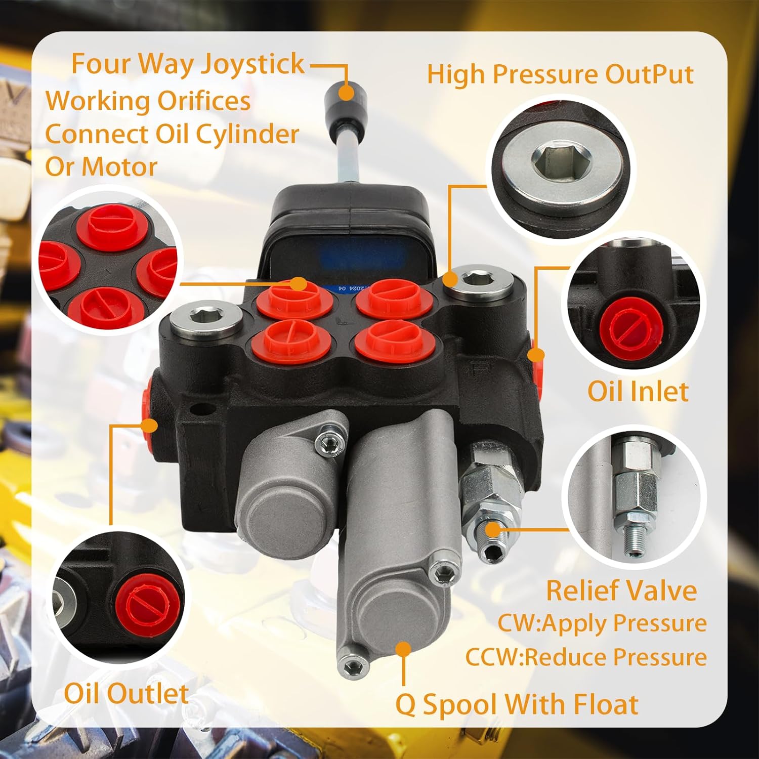 ‎JAHEZYAN Hydraulic Control Valve with Float, 2 Spool 11GPM Hydraulic Directional Valve for Log Splitters, Tractors Loaders