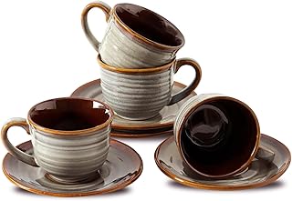 Hasense Ceramic Tea Cups and Saucers, 8oz Cappuccino Cups Set of 4, Espresso Coffee Mugs for Home and Office, Perfect for ...