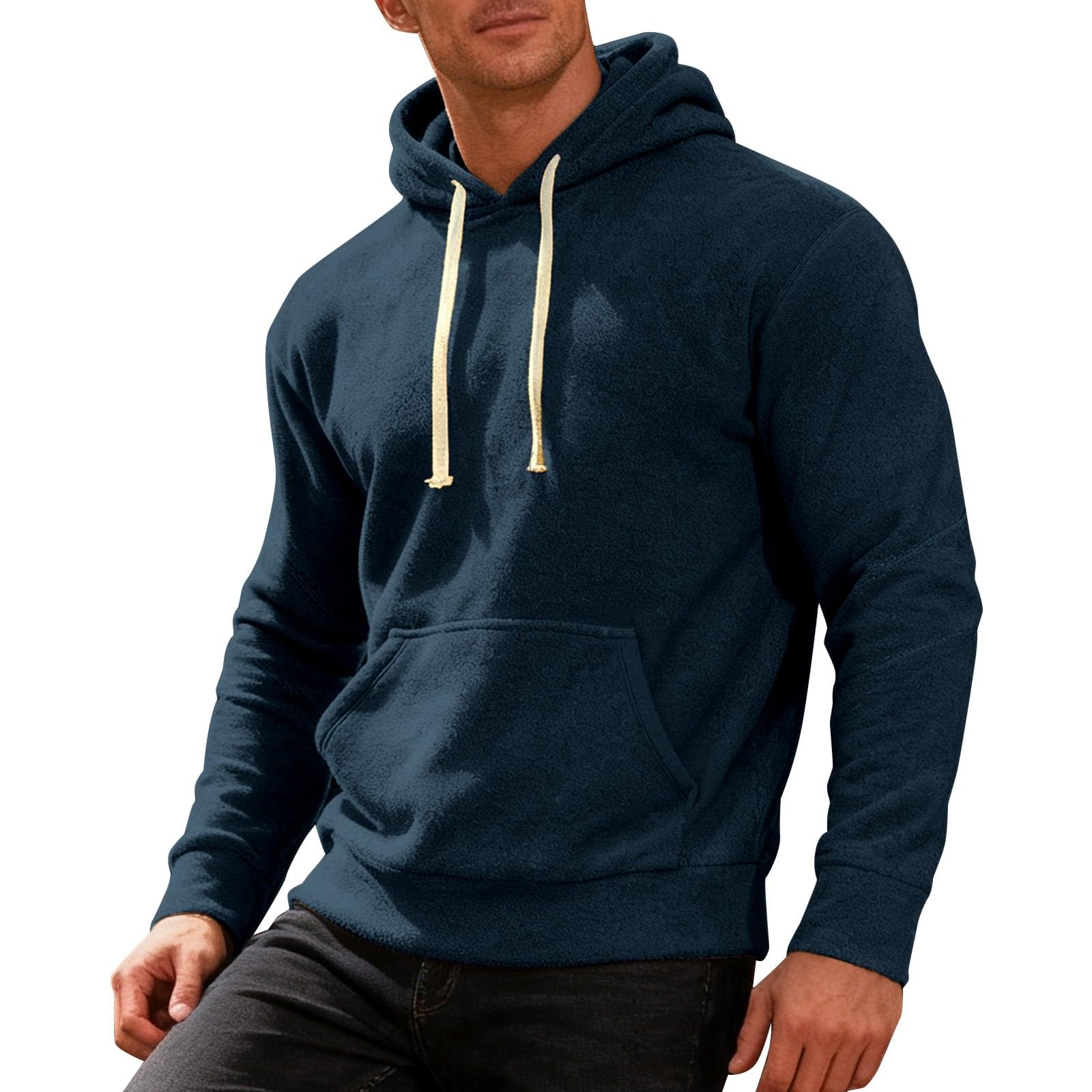 Chaquetones Hombre Invierno Sudadera con Capucha Gruesa para Hombre, Estilo Europeo Y Americano, Otoño/Invierno, Deporte Informal Bolsillos Sudaderas Moteras (Navy, M) Top Deportivo Ropa
