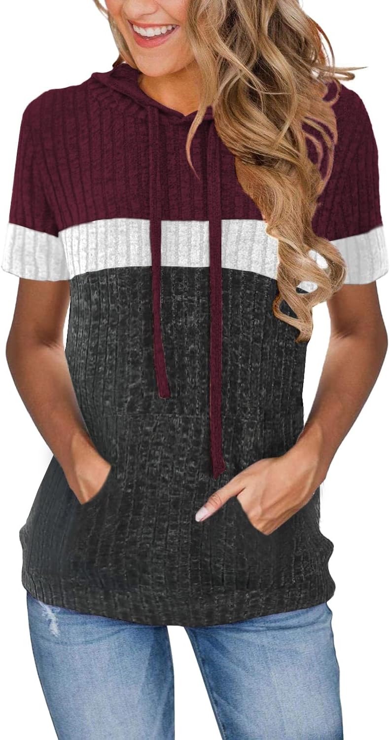 Womens Summer Tops Short Sleeve Hoodies for Women Spring Sweatshirts Casual T Shirts Fashion Tunics