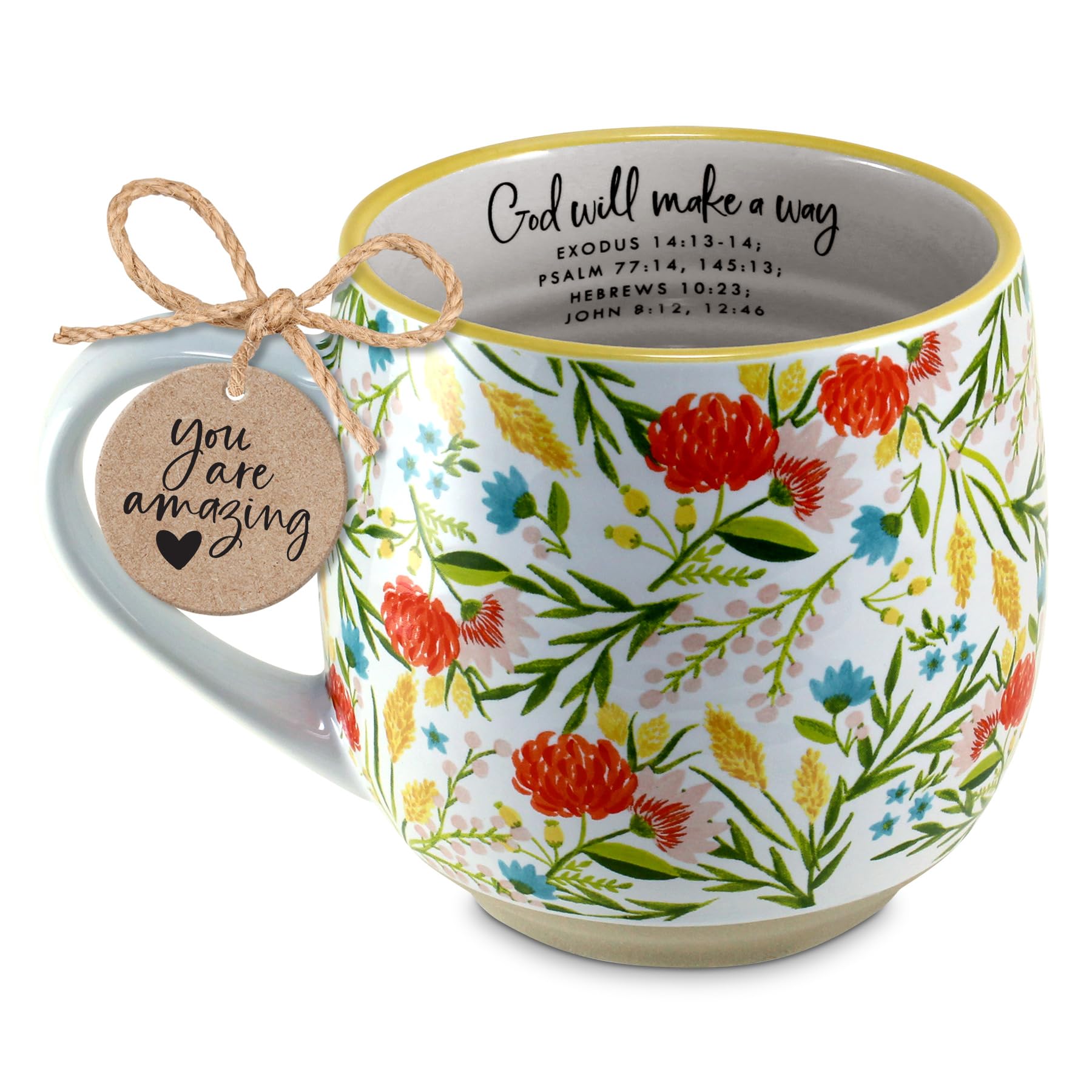 Lighthouse Christian Products God Will Make a Way - Vintage Floral 18 Ounce Ceramic Drinking Mug