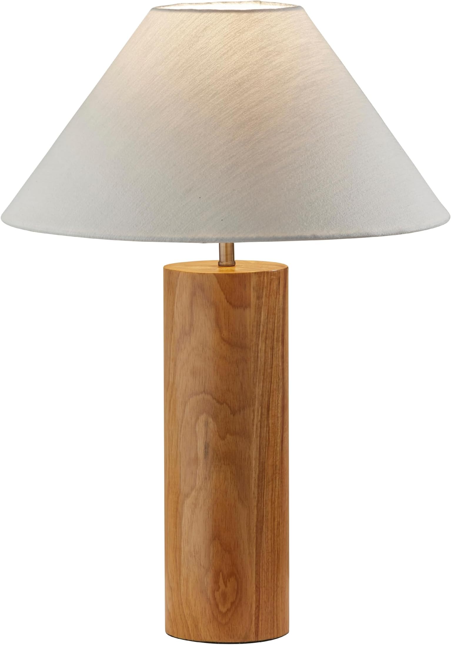 Adesso Table Lamp with Natural Oak Wood Base and White Fabric Lampshade – Bedside Table, Home Office Lighting or Living Room Decor, 25.5” x 18”