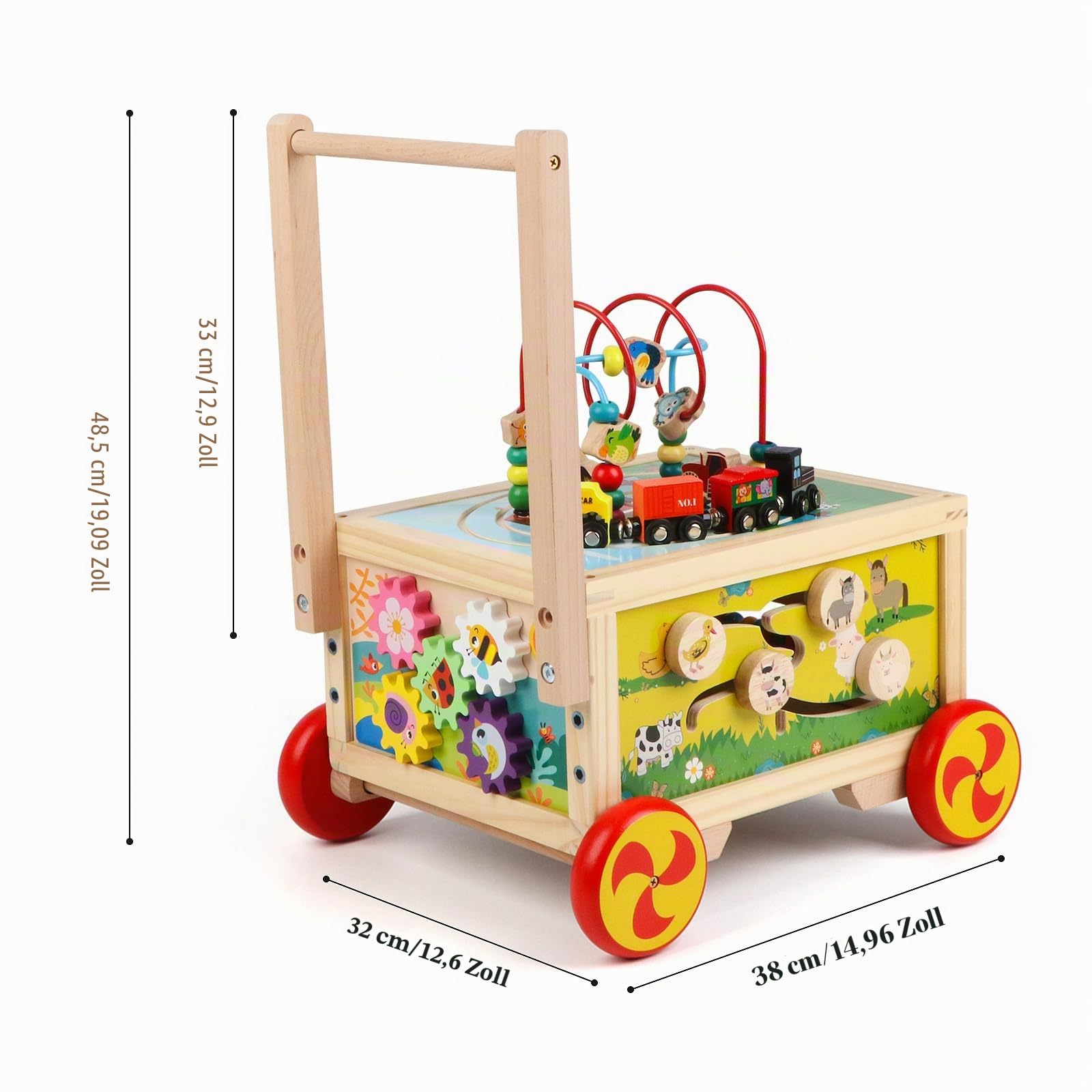 Holz Track Aktivität Cube mit Rädern für Jungen und Mädchen