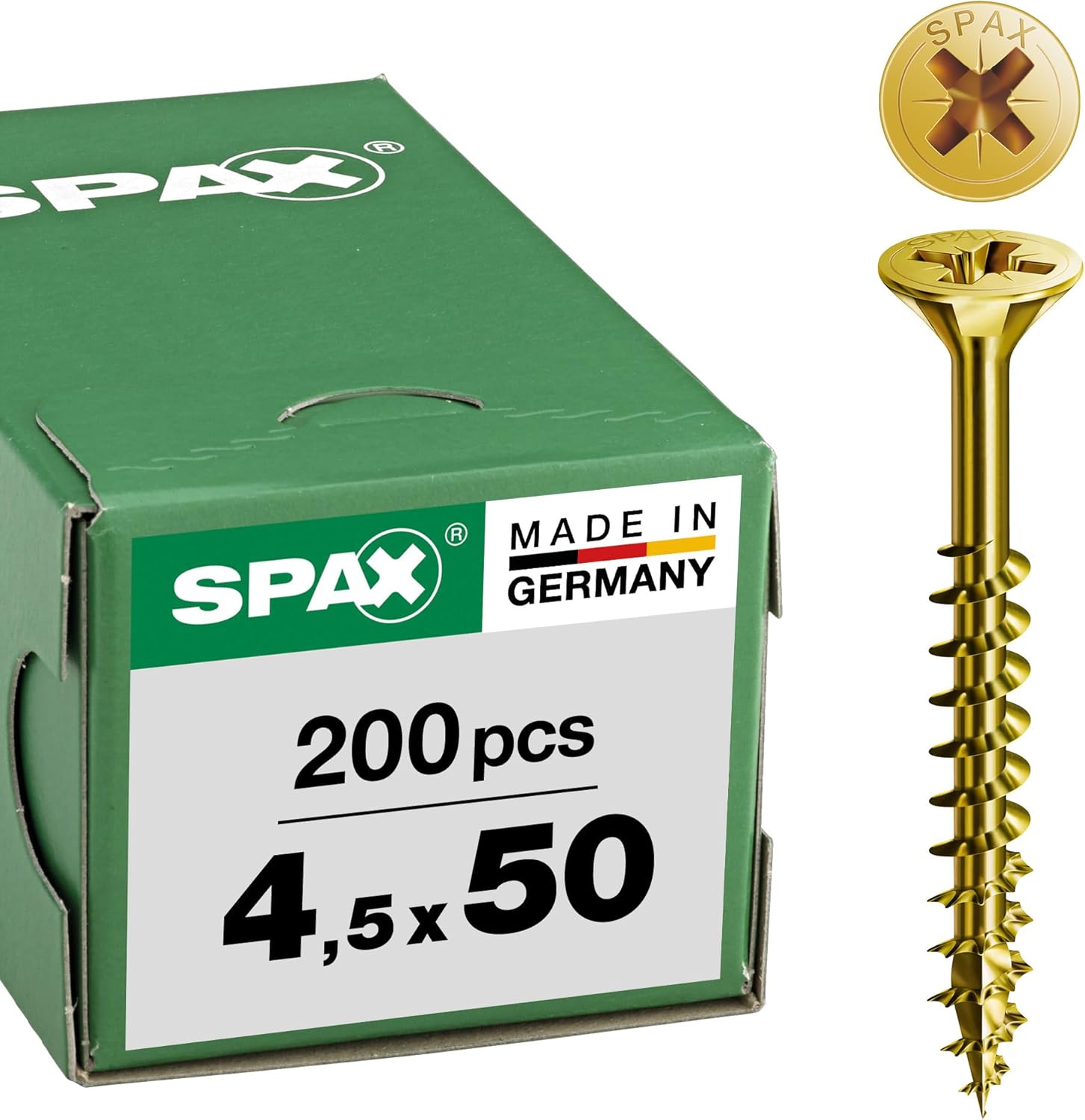 Spax – Universal Screw Countersunk Head Phillips Z 4Cut Partial Thread Yellow Passivated A2L – 0291020350305, 0/1034/021/5,0/80/ /02