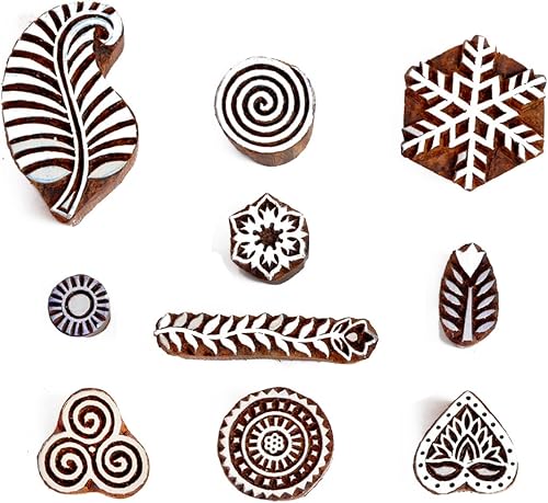 Sello de madera para impresión en bloque – Sello de henna para borde de sari, textil, arcilla, cerámica, tatuaje – Bloques de impresión de textiles