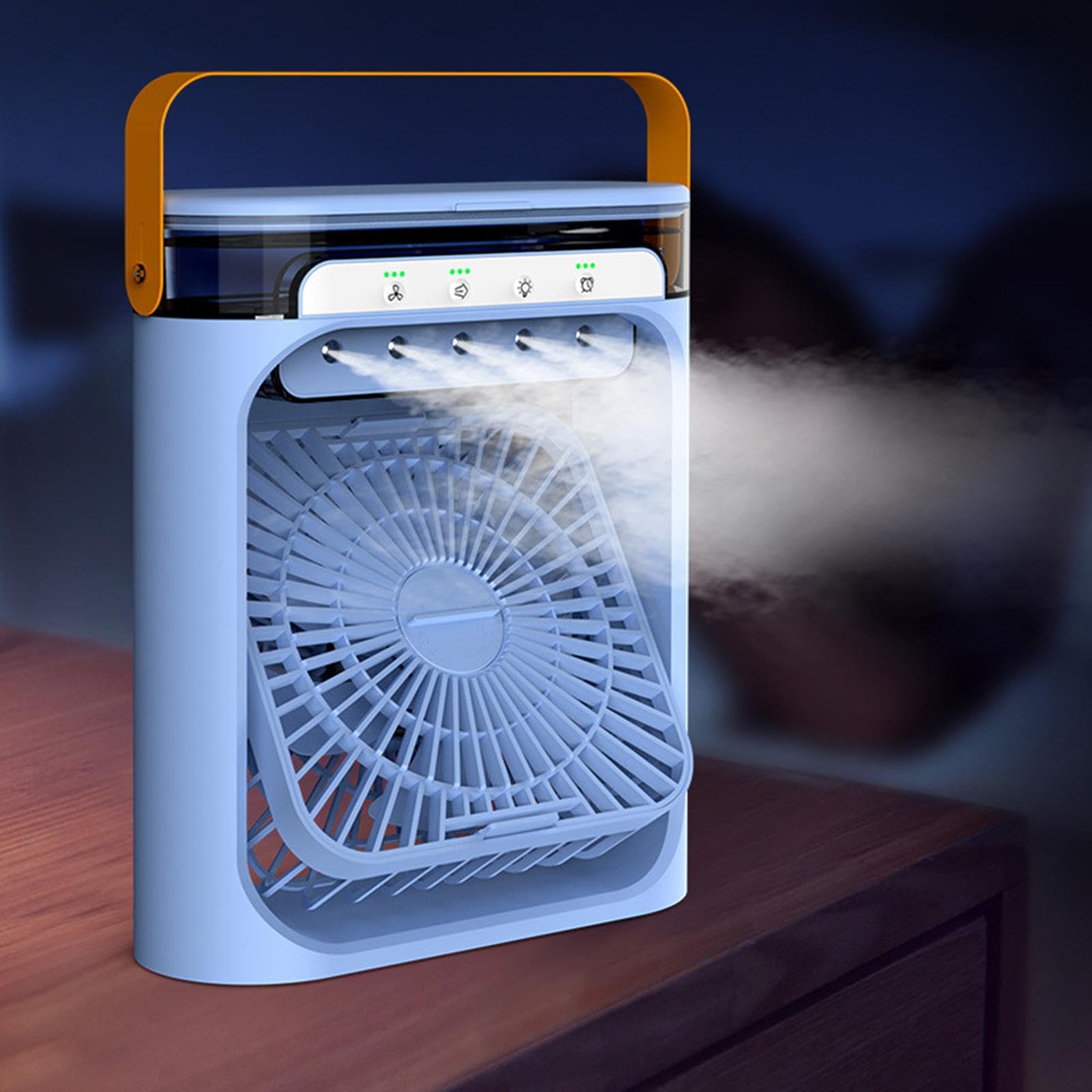Ventilatore Portatile A Portatile USB Ricaricabile, 3 Velocità, D'Aria | Raffrescatore d'Aria con LED Per Interni Camera Viaggio Campeggio Picnic Vacanza
