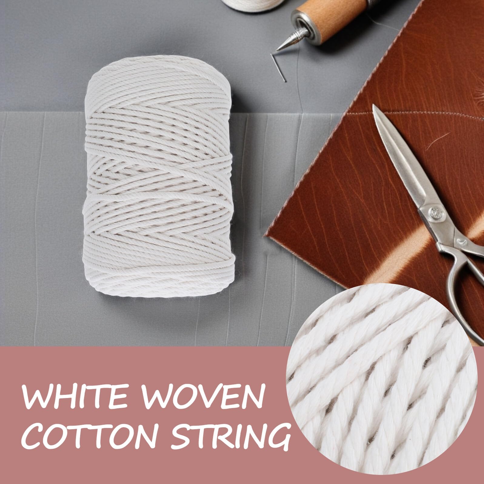 Cuerda Colgante Beige de Algodón Grueso para Manualidades de Macramé Resistencia Duradera Adecuado para Proyectos Navideños y Decoración de Paredes en Casa