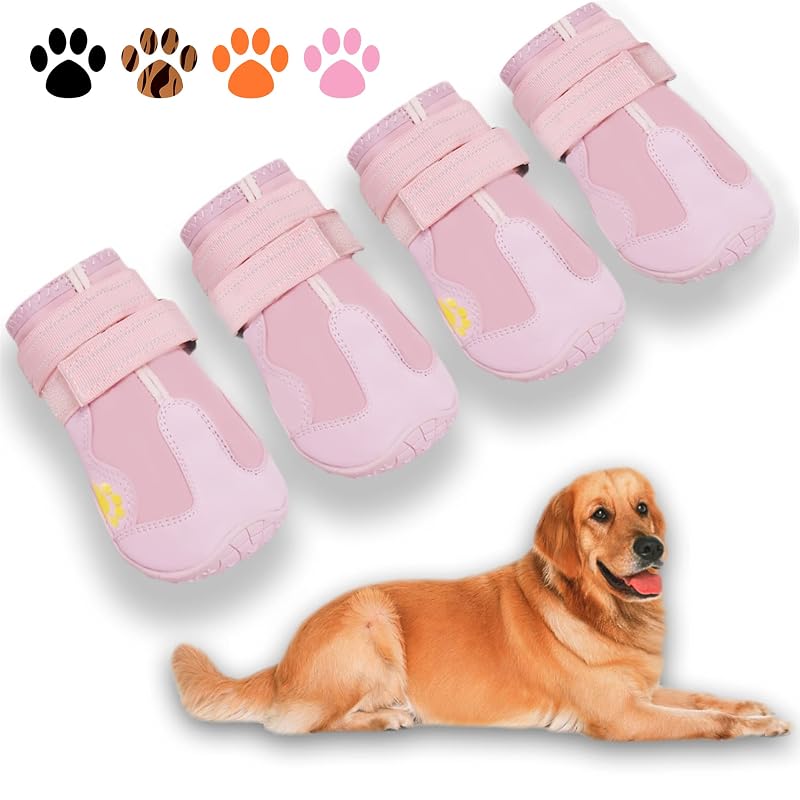 Botas para cães em nylon e PU com sola antiderrapante XSY&G Size 3 Pink, pacote com 4