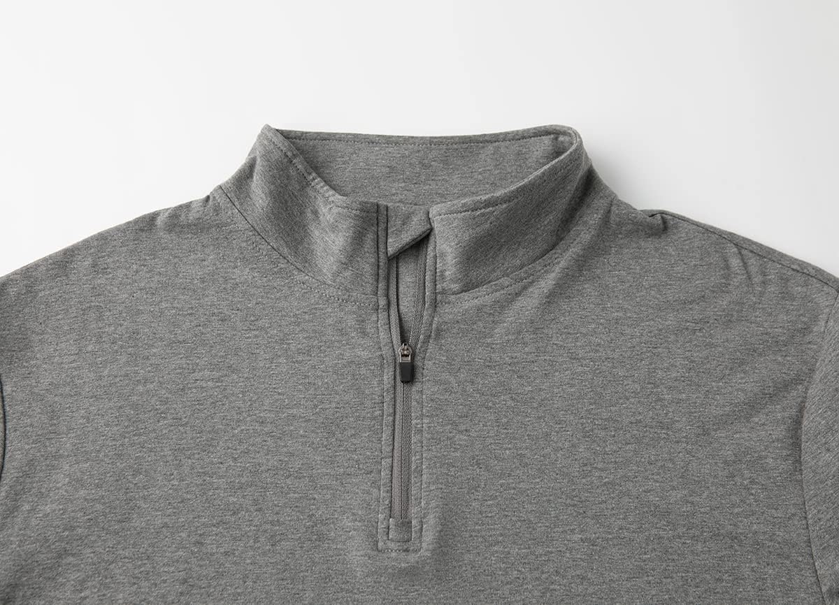 CARWORNIC Men's 1/4 Zip Pullover Long Sleeve Shirt Casual Slim Fit Stretch Cotton Mock Neck Work Golf Shirts - Image 4