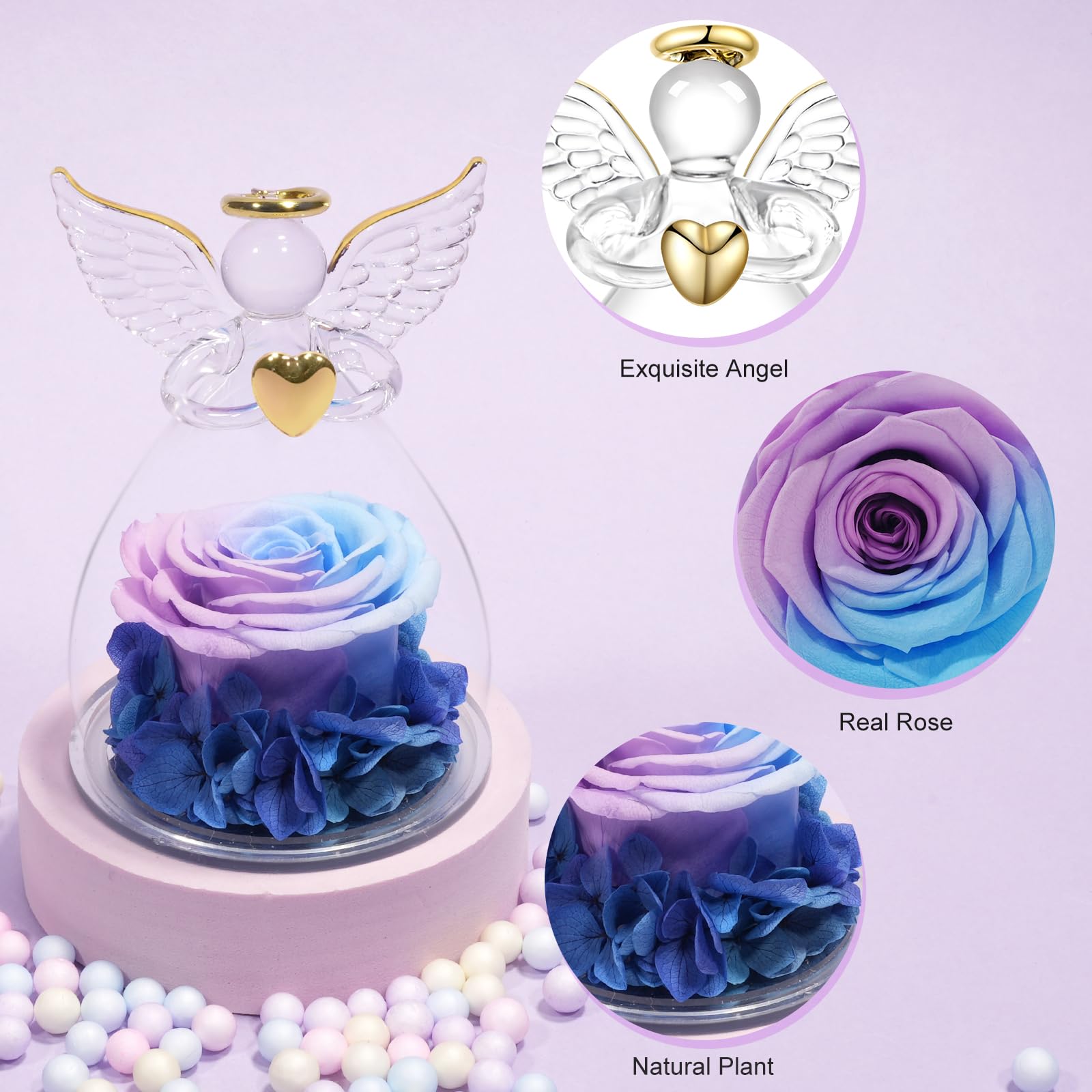 FRFG Eeuwige roos engelgeschenken voor vrouwen, engelfiguur, cadeau Kerstmis, moederdagcadeaus voor mama, verjaardagscadeau voor vrouwen, moeder, oma, cadeau (rood