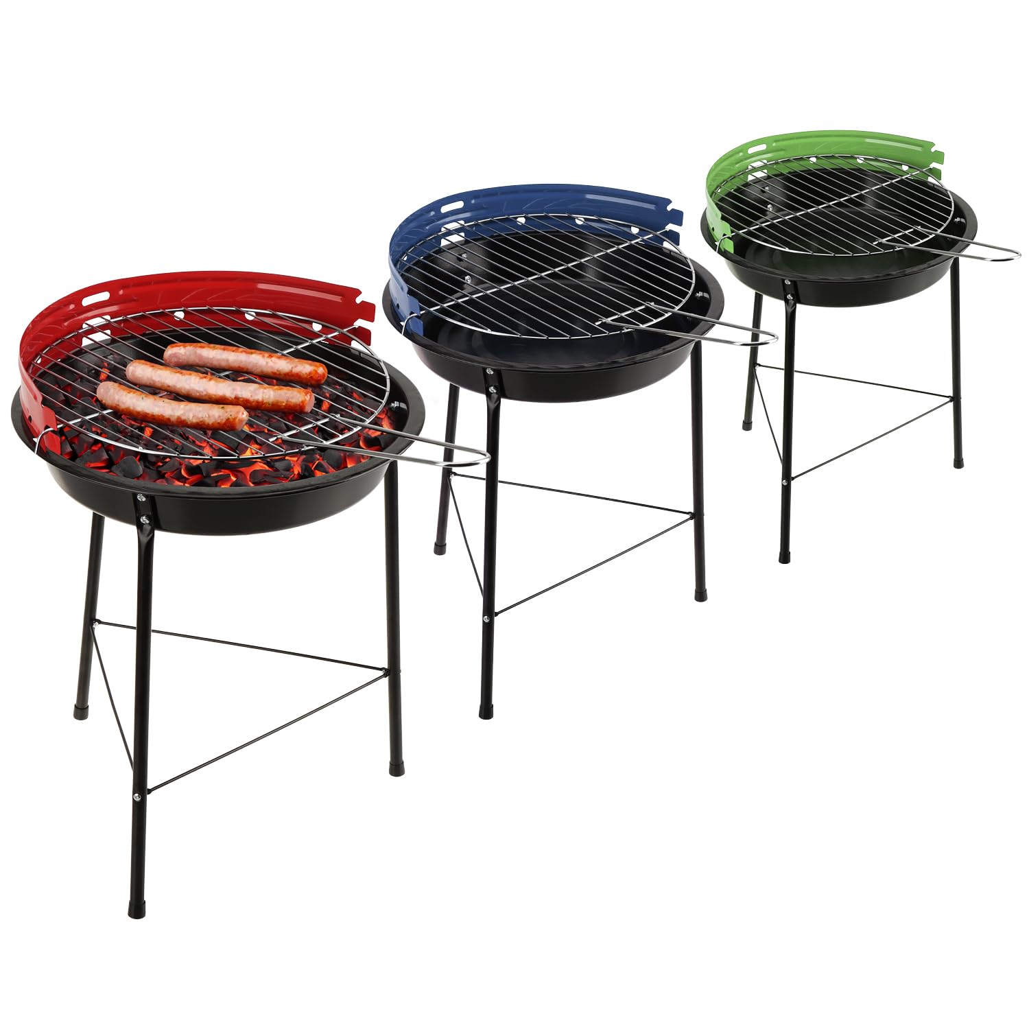 com-four® 3X Griglia per Barbecue, treppiede con griglia Regolabile | griglia rotonda in metallo per balcone - terrazza - giardino [la selezione varia]