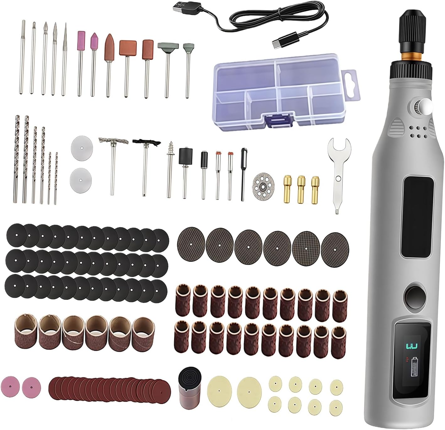 Cordless Engraver Containing 155 Accessories Providing Digital Speed Control and Comfort Handle for Accuracy Work in Various Materials Speed Control