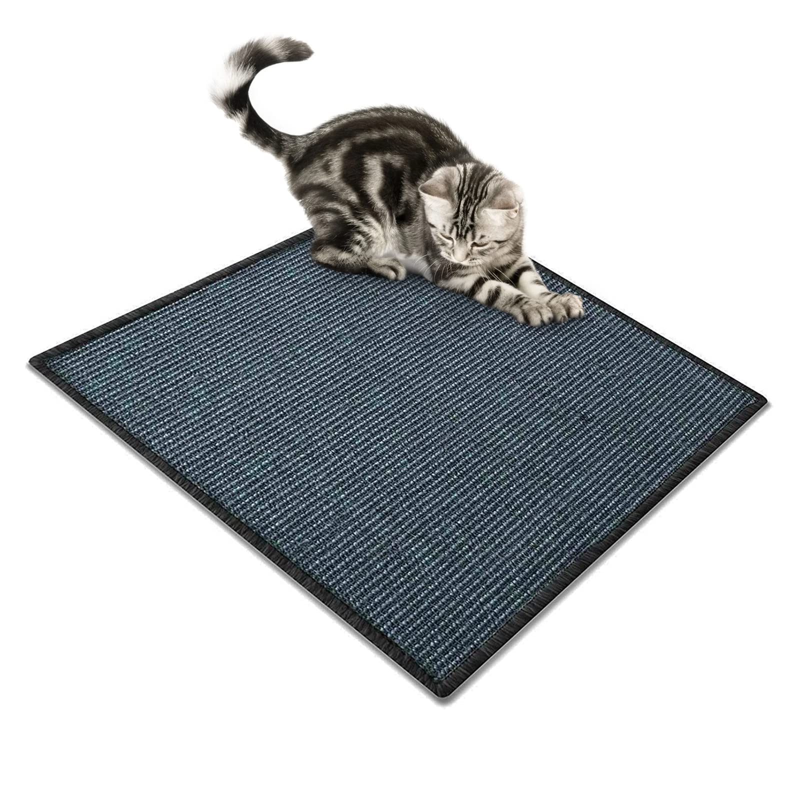 FLODI. Natural Sisal Cat Scratch Mat (160 x 240 cm, Blue) Non-Slip Scratching Pad for Cats and Kittens, Protects Carpets and Furniture, Cat Claw Mat for Indoor Cats