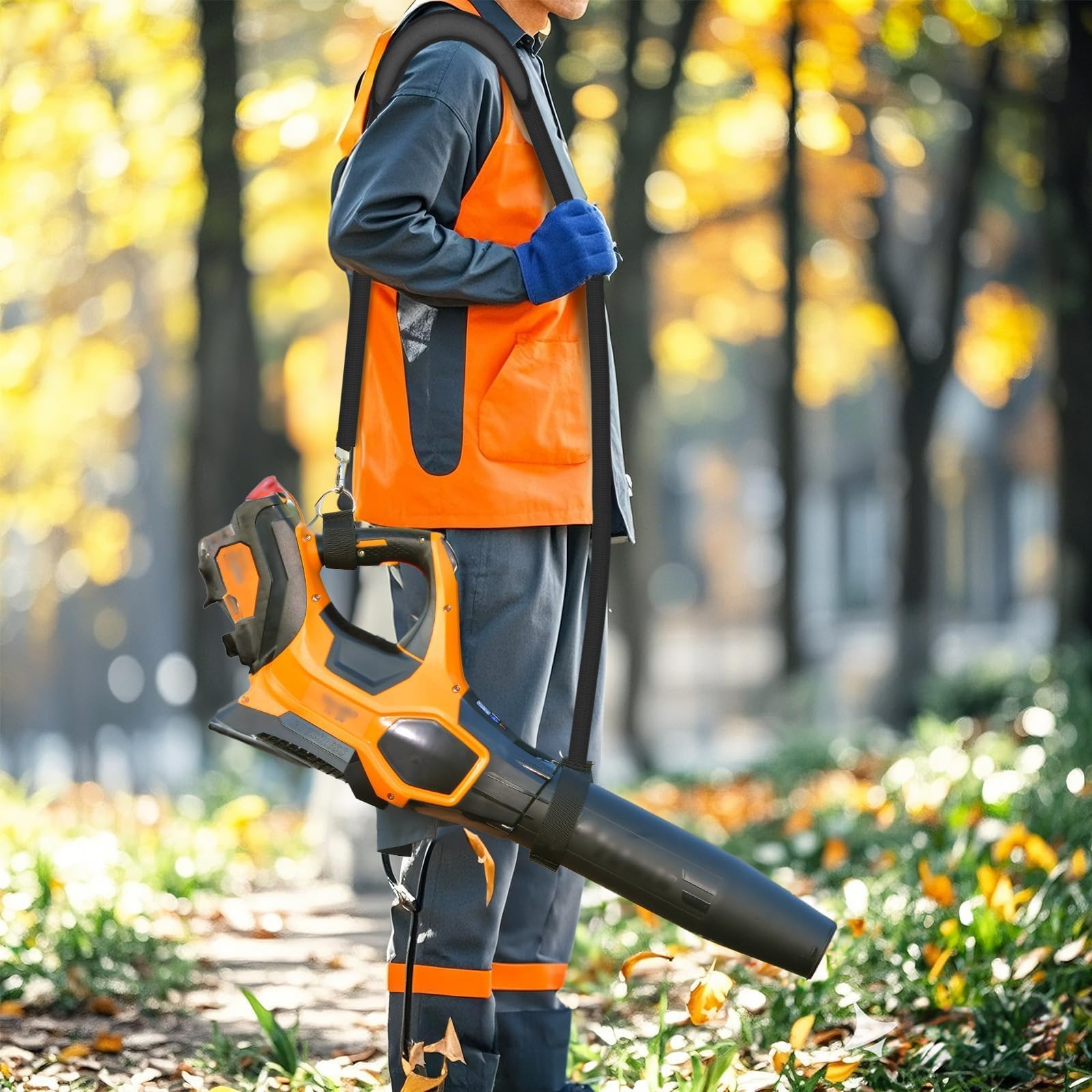 Uniwersalny pasek na ramię do dmuchawy do liści i trymera sznurkowego, kompatybilny z EGO Power+/do LEAPUL/do DEWALT/do MZK/do Greenworks/do EWORK/do LAZYBOI i innych dmuchaw do liści bezprzewodowej