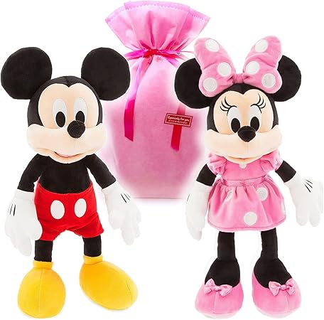 Amazon 品 Usディズニーストア ミッキーマウス ミニーマウス ぬいぐるみ ちょこっとハート オリジナル ラッピングセット ミッキー ミニー ピンク Mサイズ 43 46cm 並行輸入品 ぬいぐるみ おもちゃ