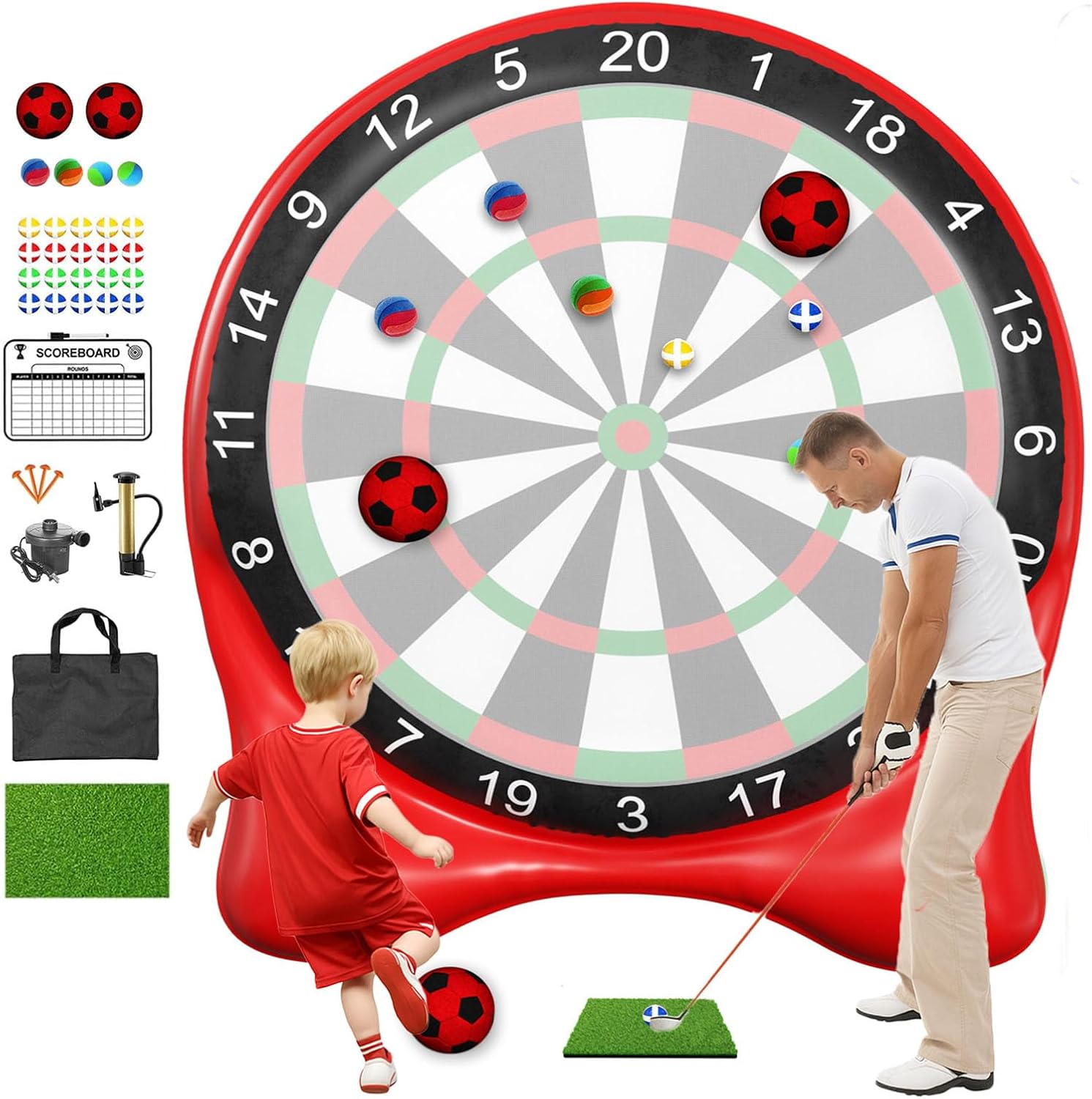 Inflatable Soccer Dart Board, Giant Kick Darts,Indoor Outdoor Lawn Yard Games for Kids Adults Family, Big Jumbo Carnival Games for Party | 6ft Dart Boards with Pump Accessories