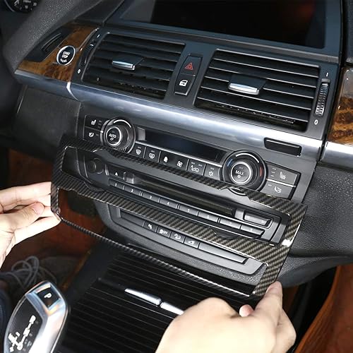 Miniatura 1 de Mando de plástico ABS para coche, aire acondicionado y volumen, marco para BMW X5 X6 E70 E71 2008-2013 (fibra de carbono)
