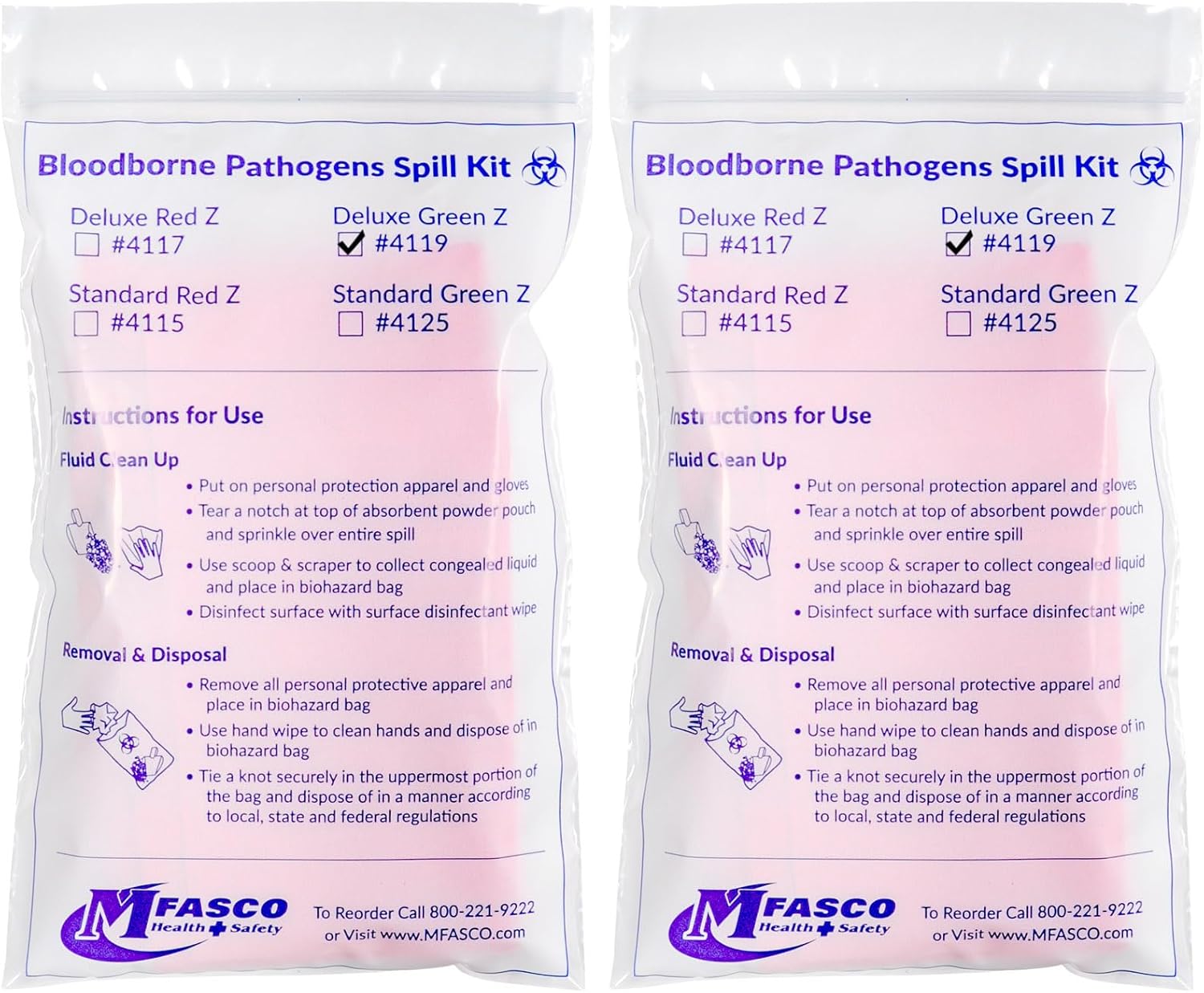 Bloodborne Safety Kit Plastic Case PPE Protection and Vomit, Urine Clean Up Supplies - 2 Packaged Kits Per Case Easy to Refill & Replenish