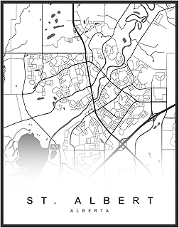 ST Albert Alberta, Art Map, City Map, Unique, Gift Map, Contemporary Map, Modern Map (16 x 20 inch)