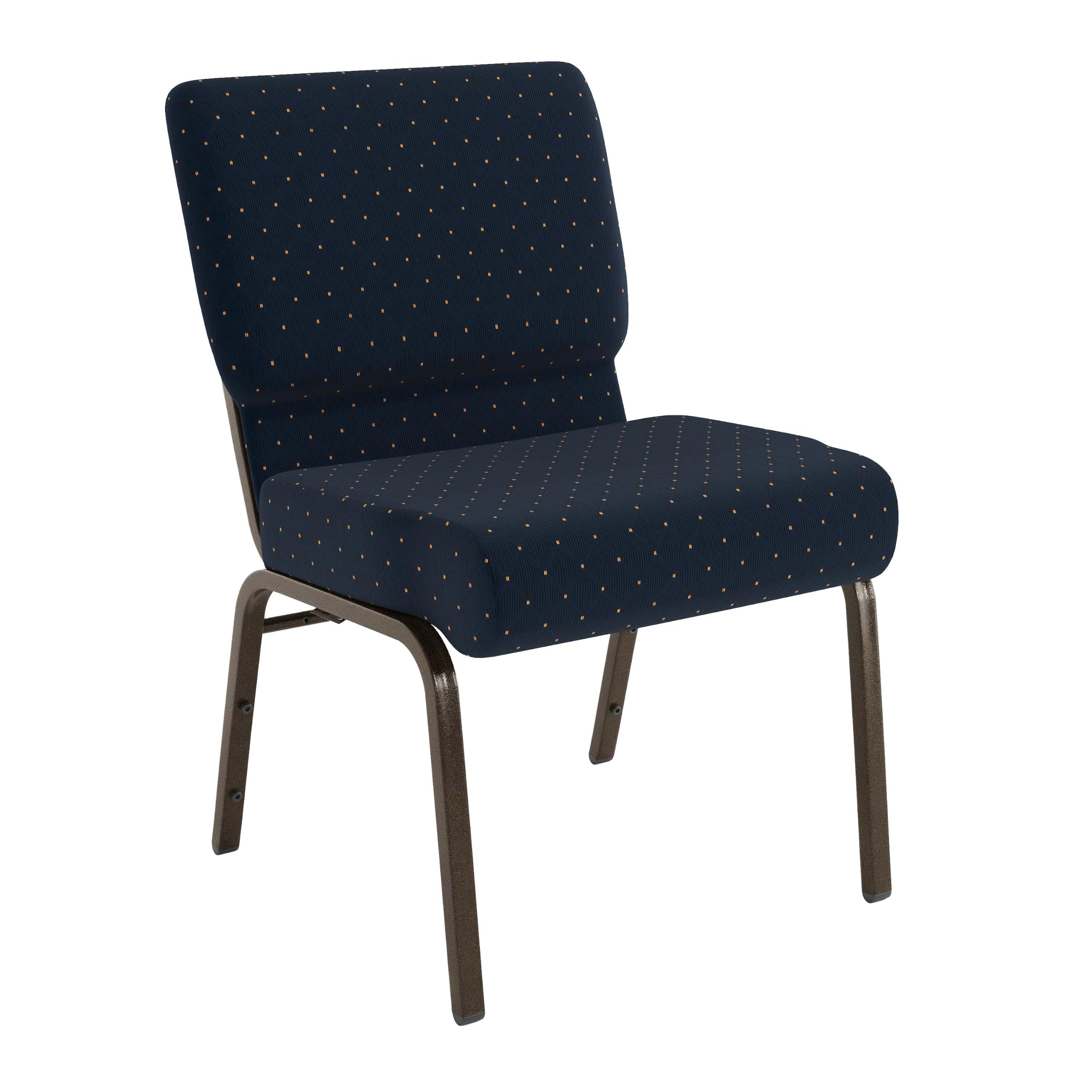 Flash Furniture Navy Blue Dot Patterned Fabric/Gold Vein Frame / Set of 4 / Classic Stacking Chairs