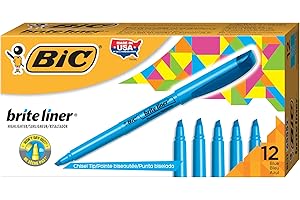 Bic Brite Liner Highlighter Chisel Tip, 12-Count Pack of Blue Highlighters