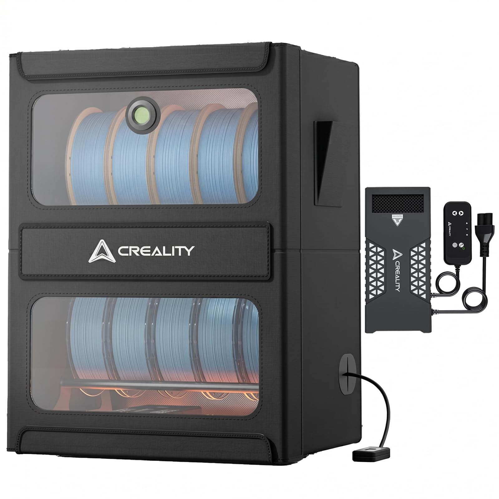 Creality Multi-Roll Filament Dryer, 2-in-1 3D Printer Filament Storage with Heating, 10-roll Large Capacity Max Temeperature 70℃ Fireproof Moisture-Proof, Detachable Heating Module