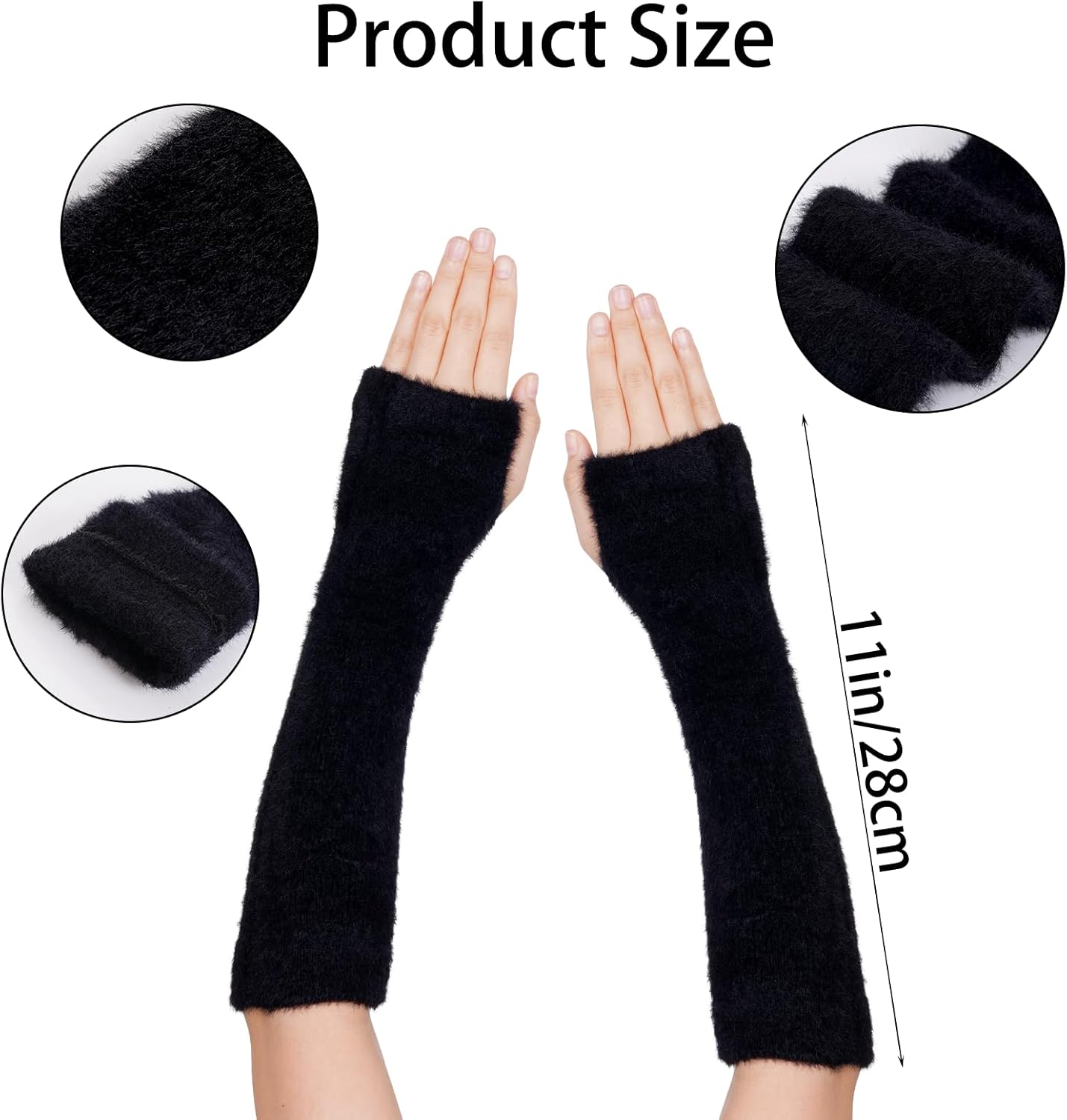 Lystaii Arm Warmers Women Faux Fur Fingerless Gloves Y2k Arm Sleeve Winter Kawaii Japanese Cute Fur Mittens - Image 2