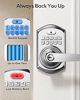 Vista 9 de TEEHO Cerradura de puerta con teclado con asa: cerradura de puerta de entrada sin llave con mango - Cerradura electrónica digital de puerta Níquel