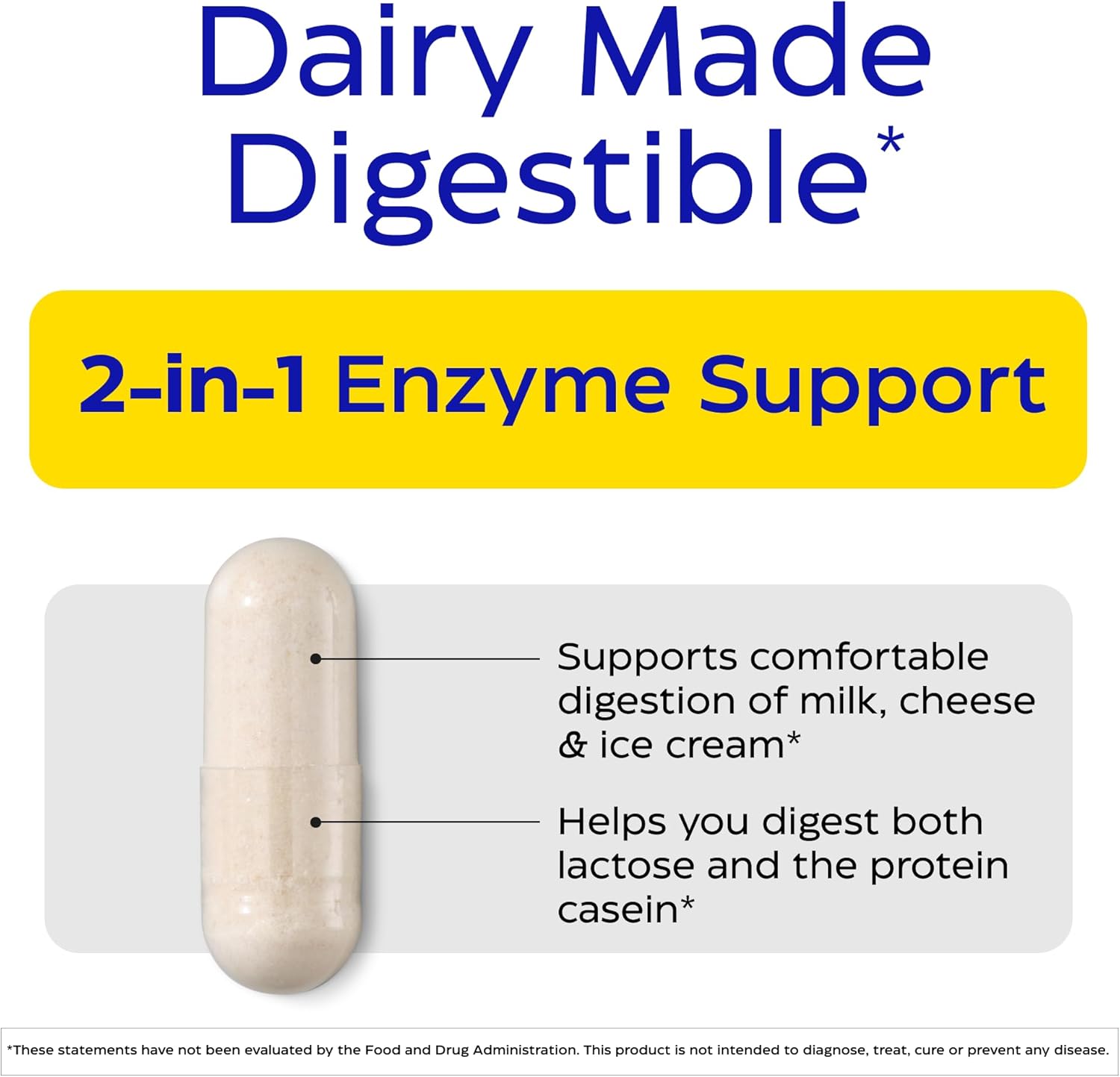 Enzymedica DairyAssist, 2-in-1 Digestive Enzymes for Dairy, Lactose and Casein Digestion, Fast-Acting Formula for Gas and Bloating Relief, 30 Capsules - Image 2