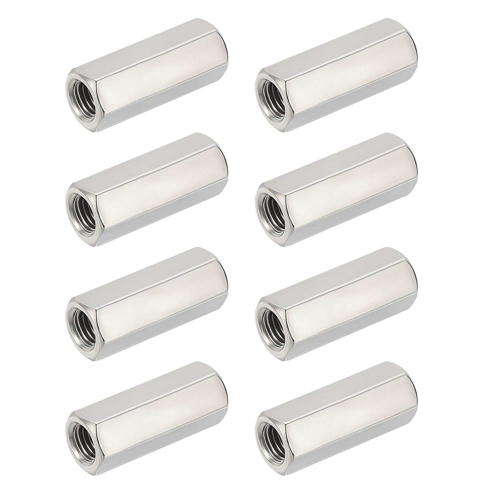 HiPicco Hex Coupling Nuts, M12 x 1.0-Pitch UNF 35mm/1.38" Length, 8 Pack 304 Stainless Steel Rod Coupling Nut for Threaded Rods & Studs
